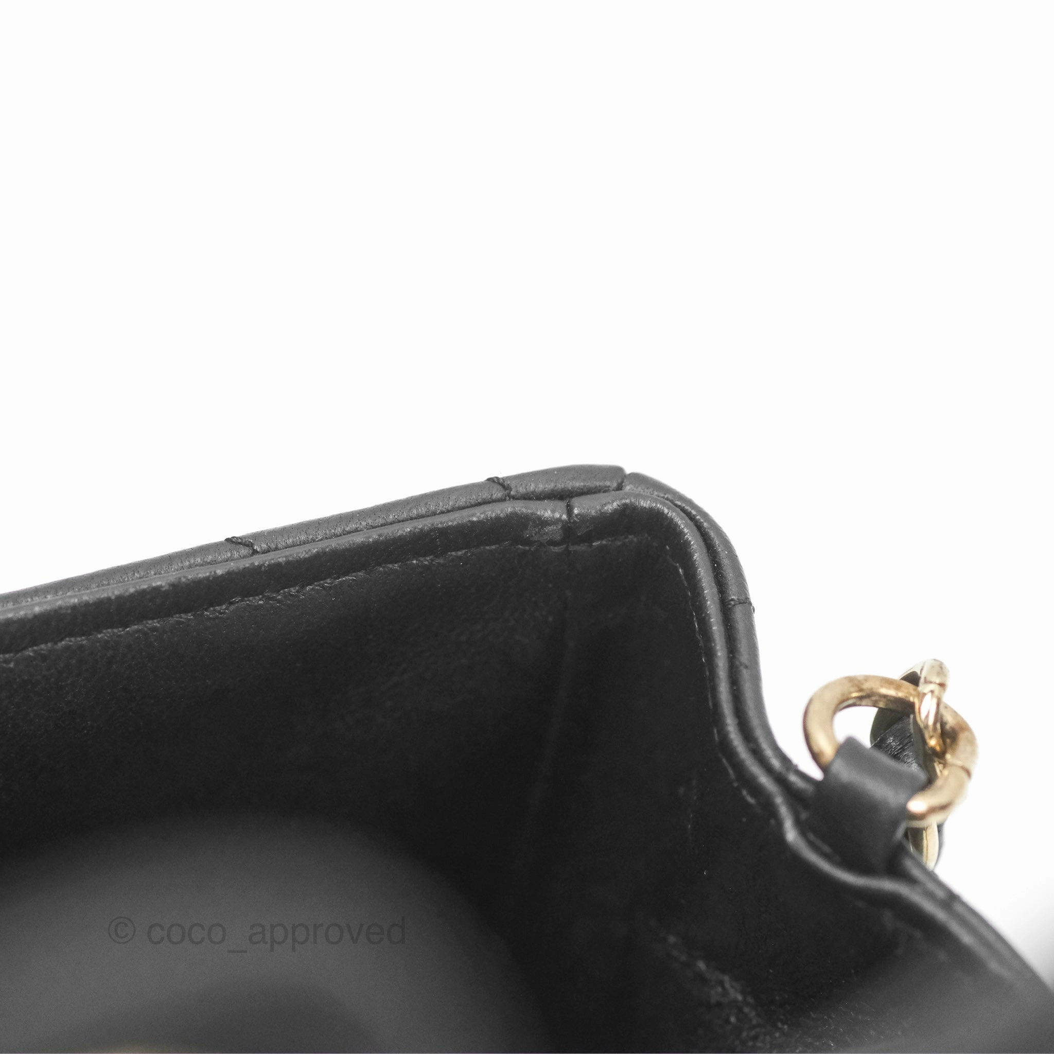 Chanel Mini Rectangular Flap Chevron Black Lambskin Gold Hardware