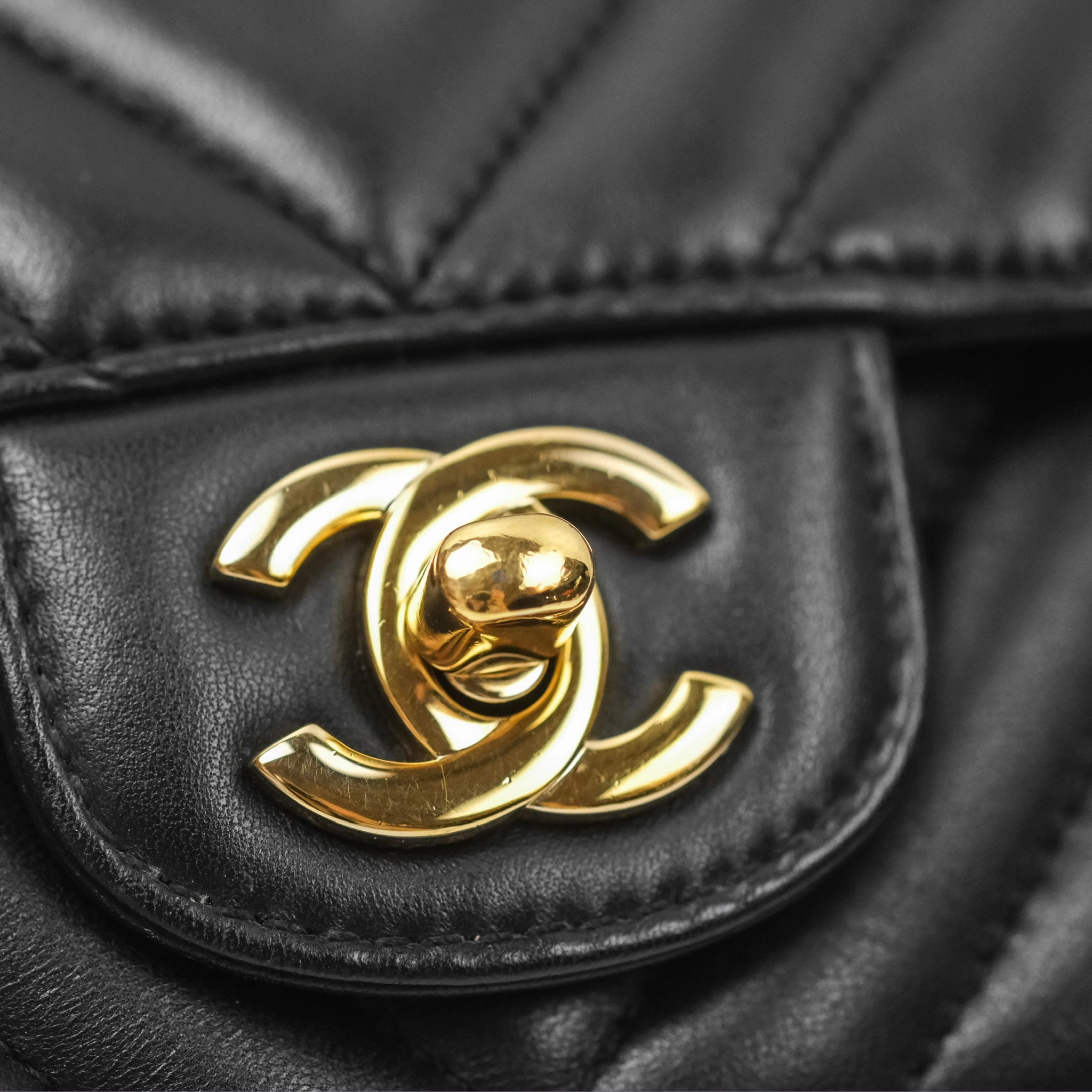 Chanel Mini Rectangular Flap Chevron Black Lambskin Gold Hardware