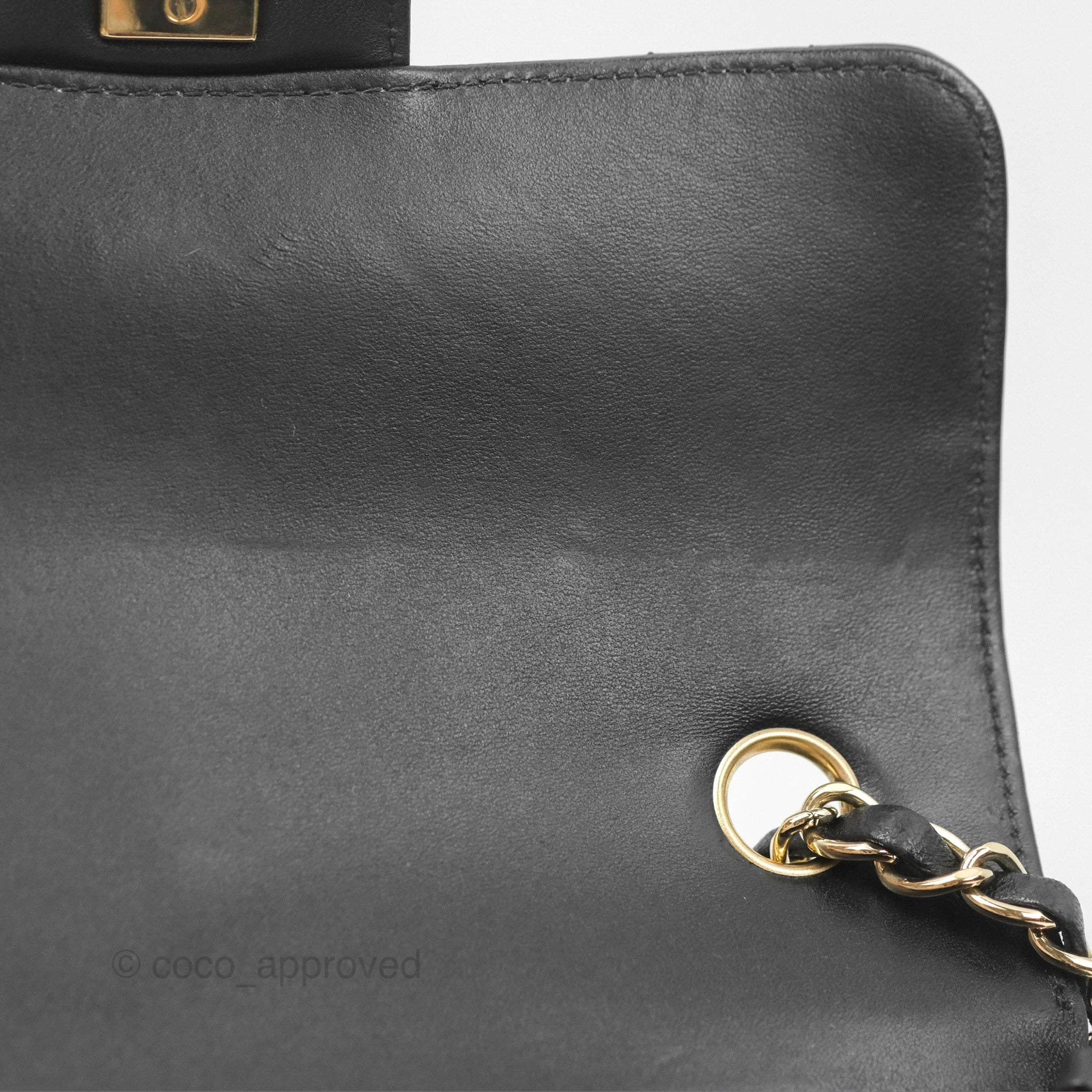 Chanel Mini Rectangular Flap Chevron Black Lambskin Gold Hardware