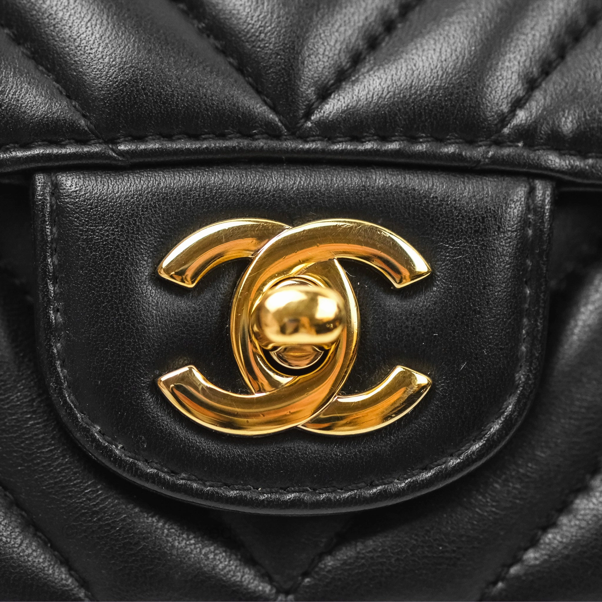 Chanel Mini Rectangular Flap Chevron Black Lambskin Gold Hardware