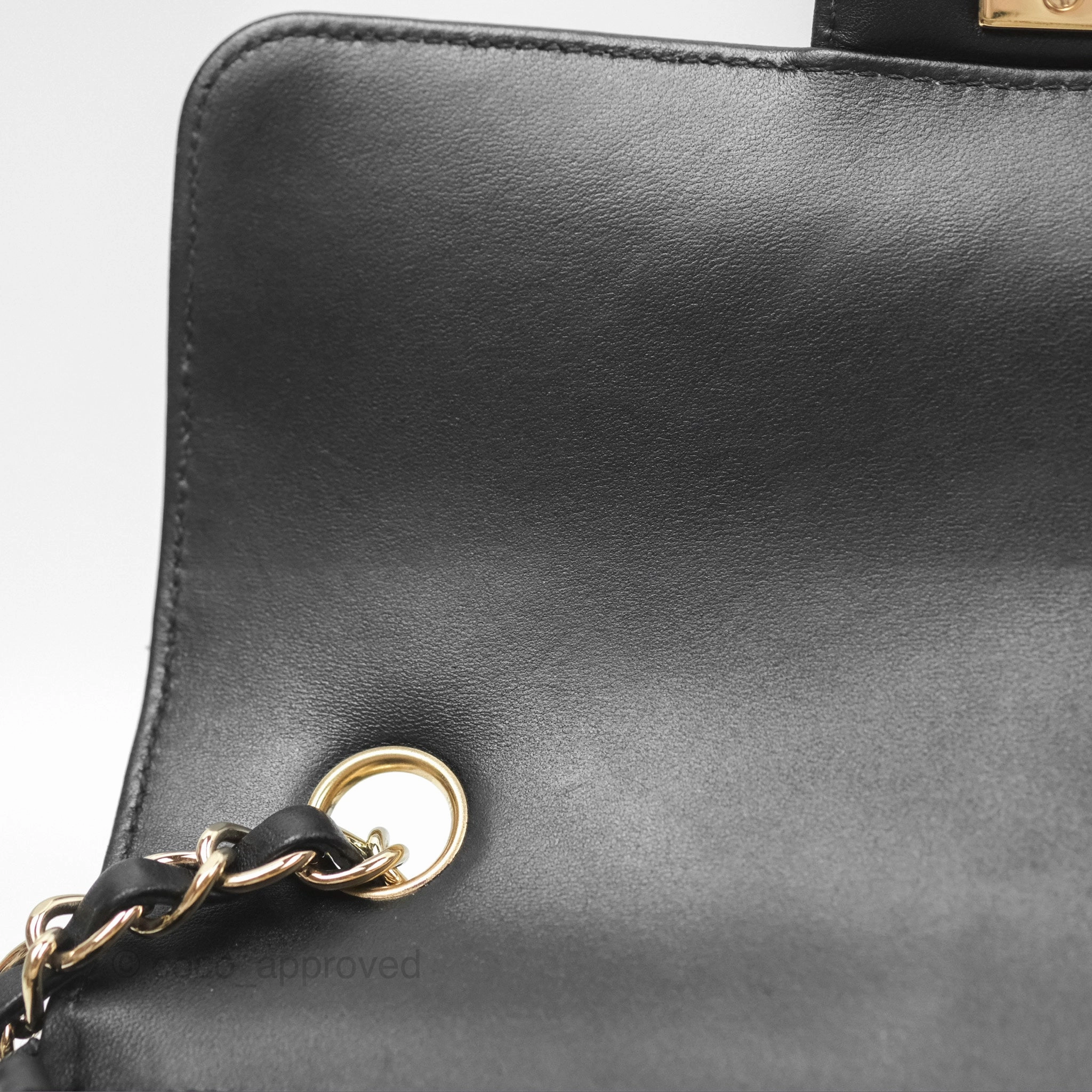 Chanel Mini Rectangular Flap Chevron Black Lambskin Gold Hardware