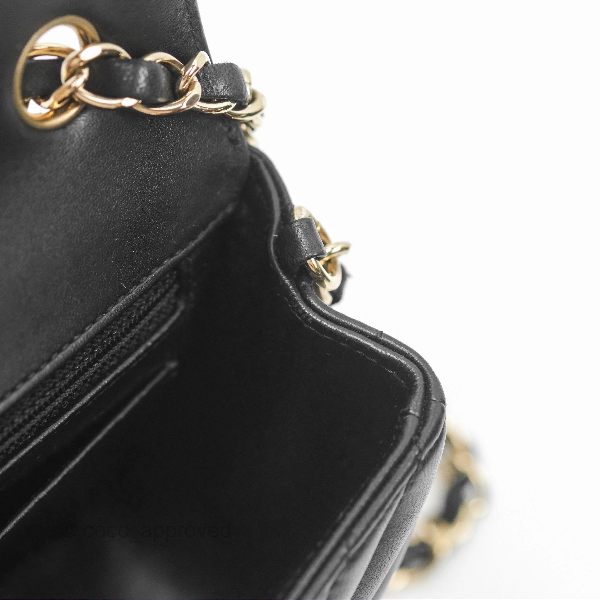 Chanel Mini Rectangular Flap Chevron Black Lambskin Gold Hardware