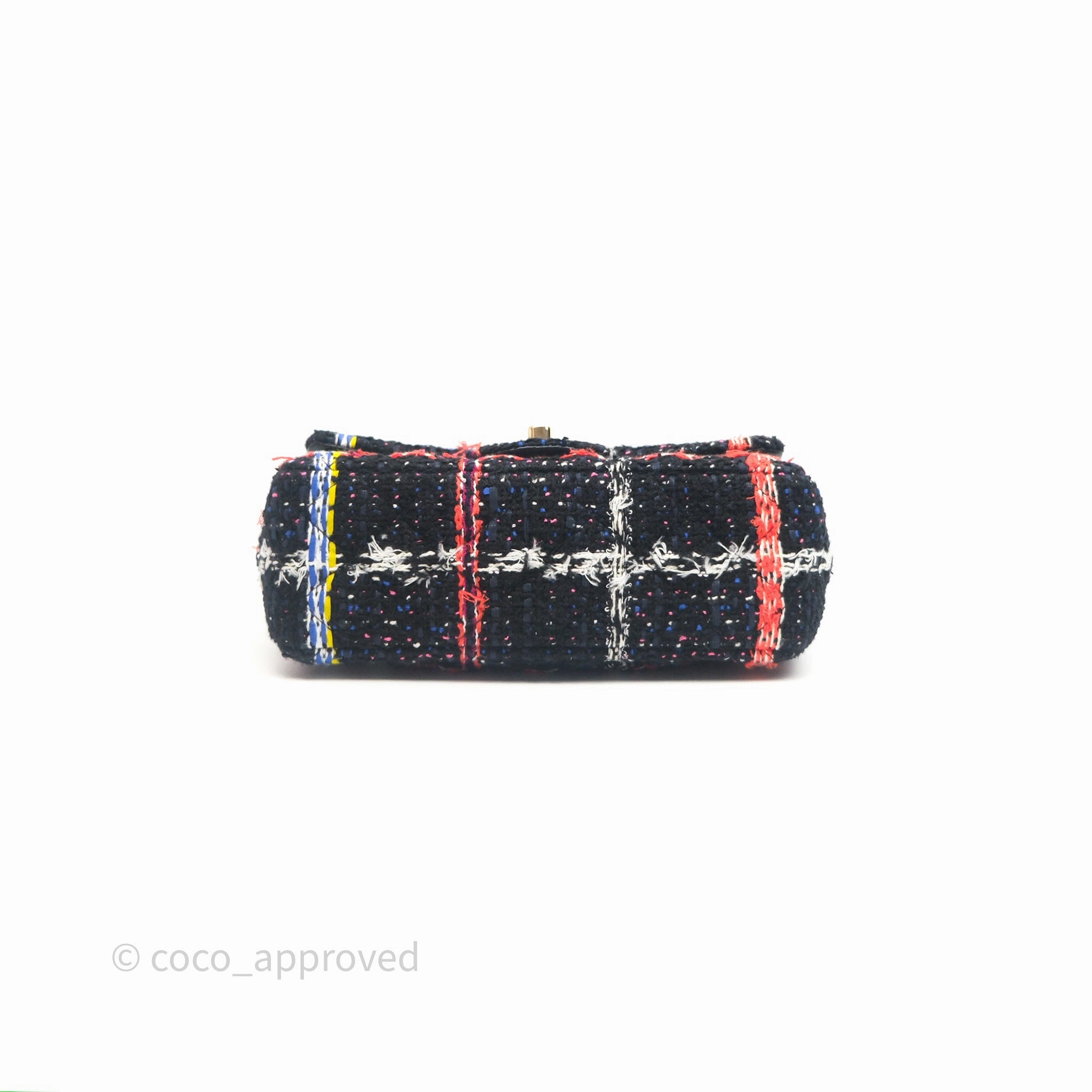 Chanel Mini Rectangular Flap Navy Tweed Gold Hardware