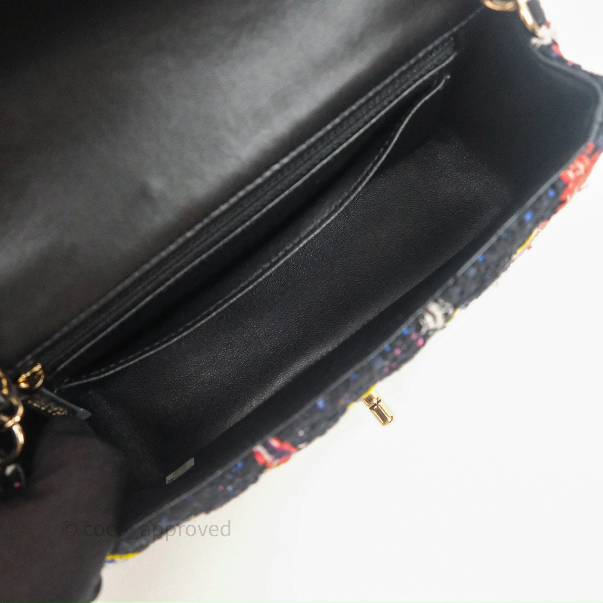 Chanel Mini Rectangular Flap Navy Tweed Gold Hardware