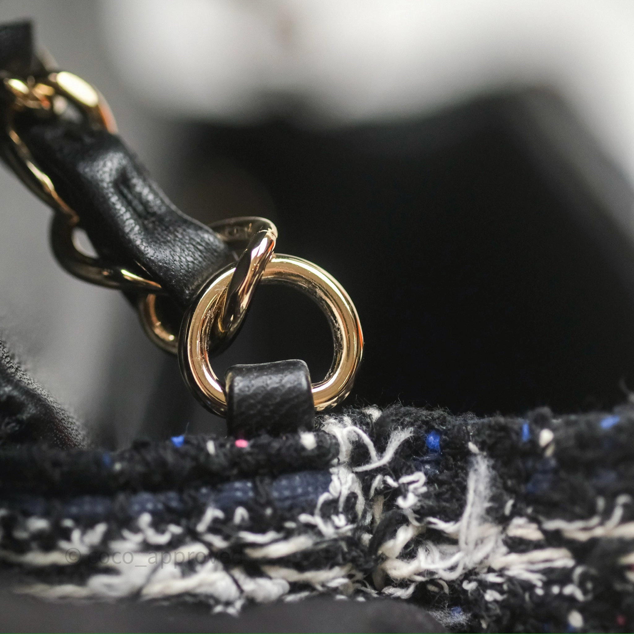 Chanel Mini Rectangular Flap Navy Tweed Gold Hardware