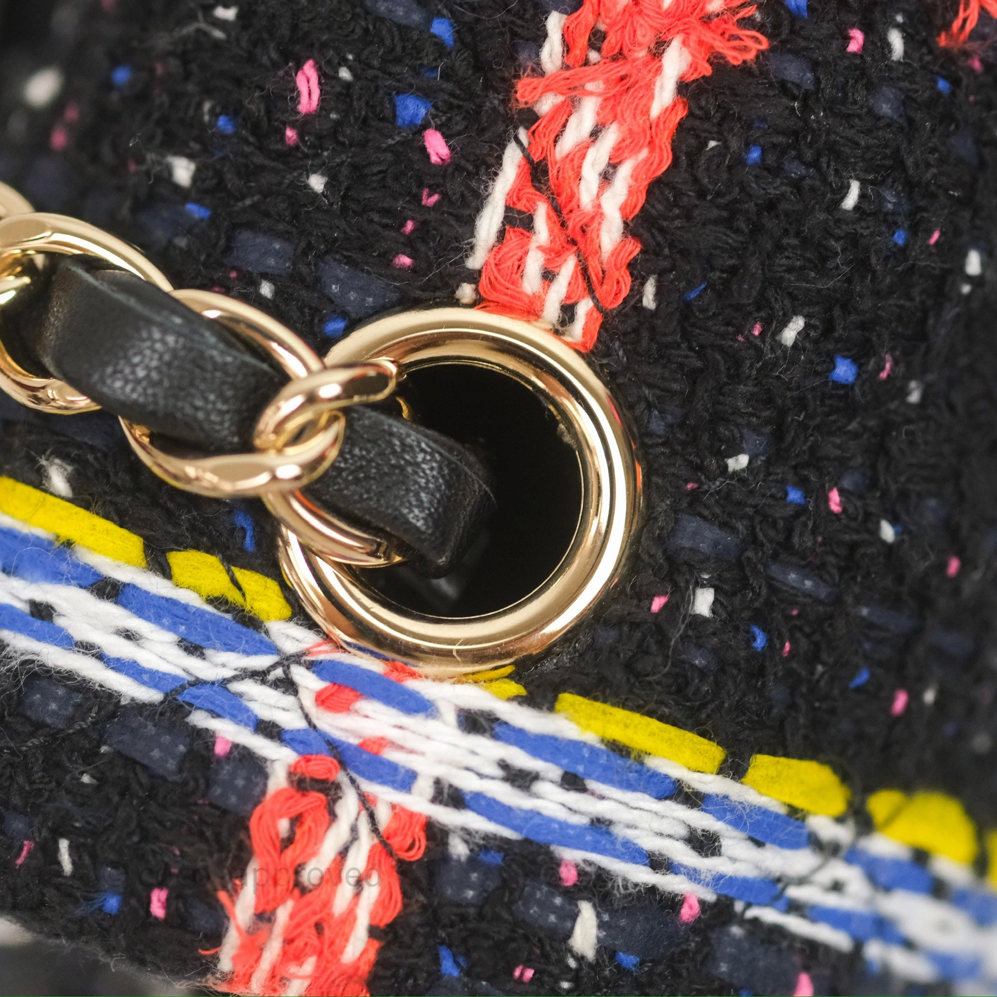 Chanel Mini Rectangular Flap Navy Tweed Gold Hardware