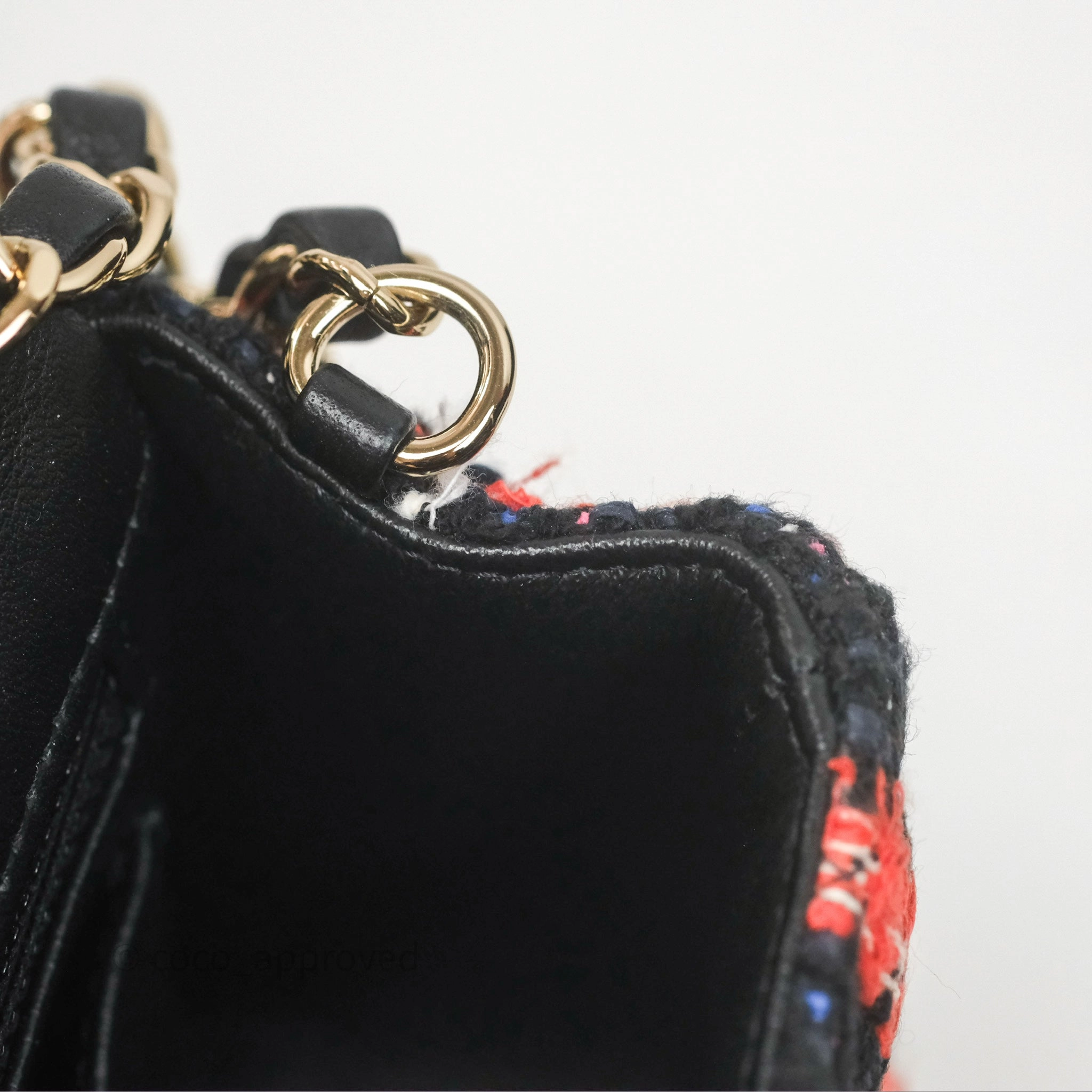 Chanel Mini Rectangular Flap Navy Tweed Gold Hardware