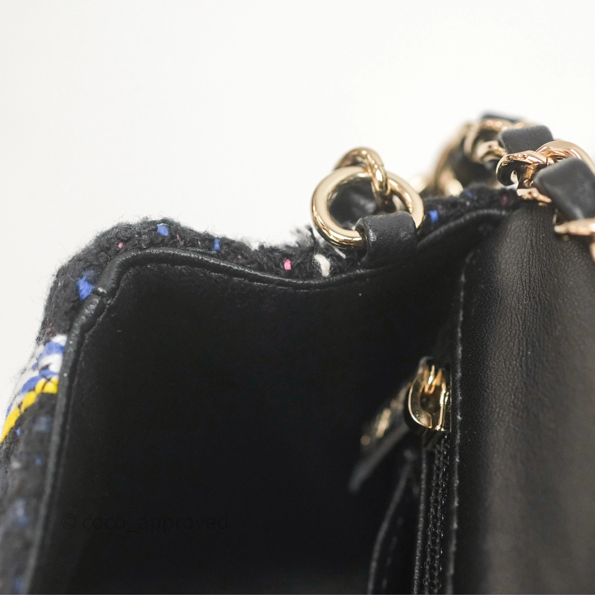 Chanel Mini Rectangular Flap Navy Tweed Gold Hardware