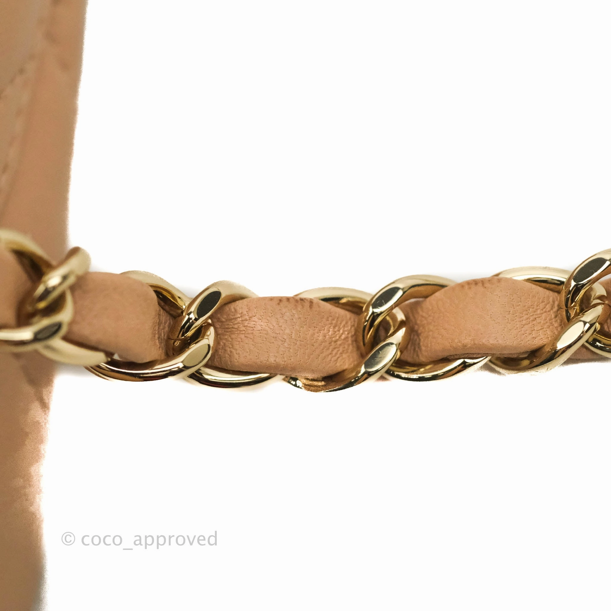 Chanel Mini Rectangular Flap Quilted Beige Lambskin Gold Hardware 21A