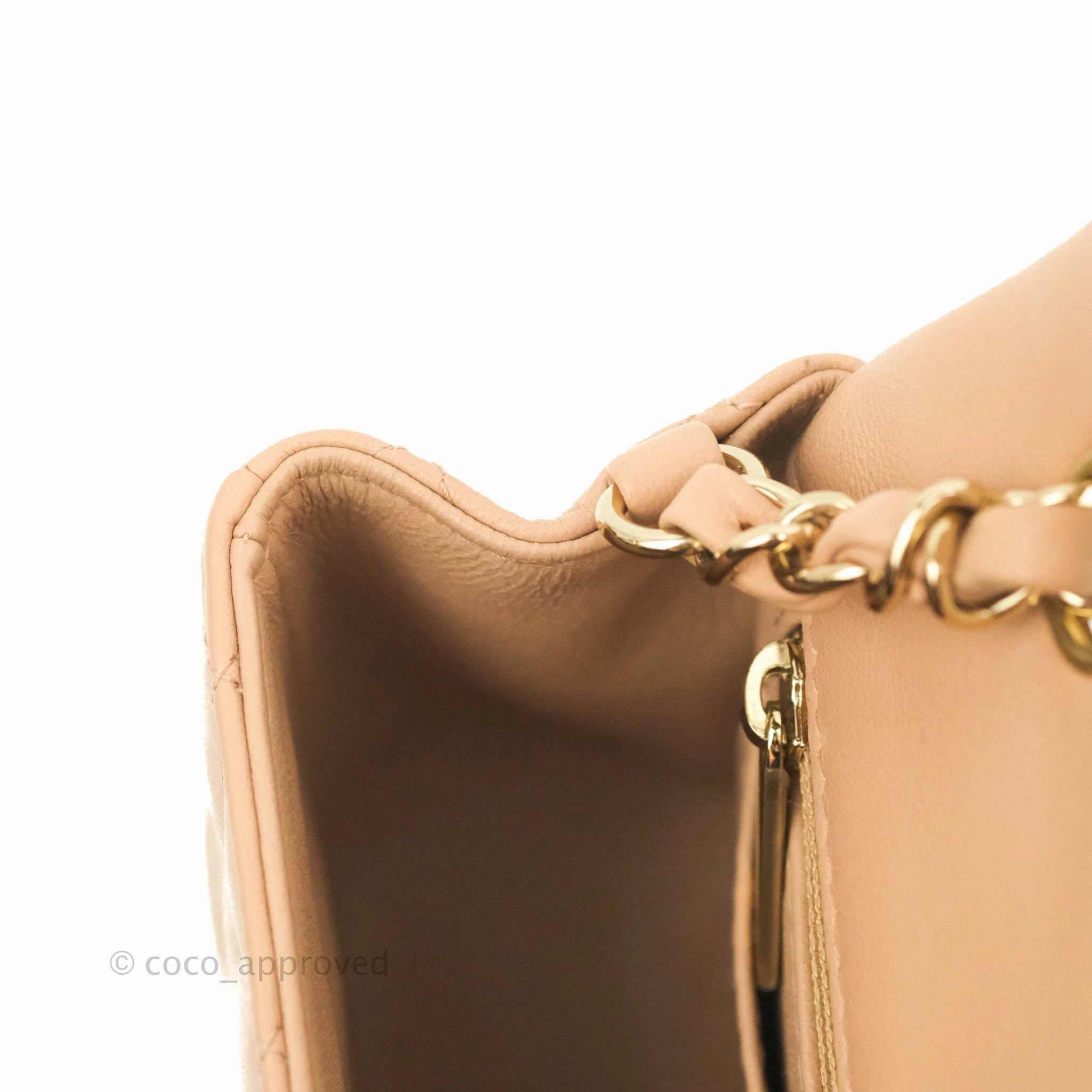 Chanel Mini Rectangular Flap Quilted Beige Lambskin Gold Hardware 21A