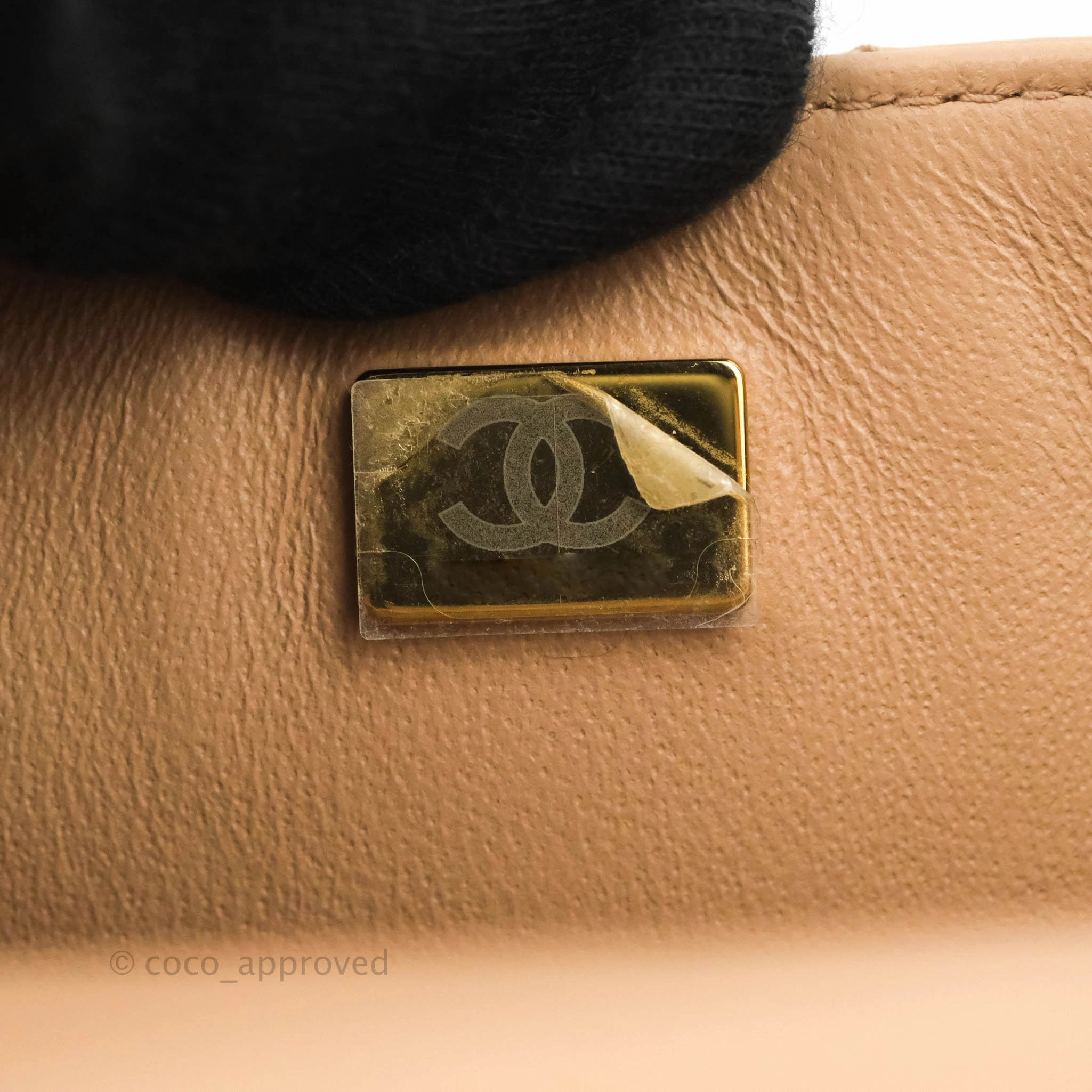 Chanel Mini Rectangular Flap Quilted Beige Lambskin Gold Hardware 21A
