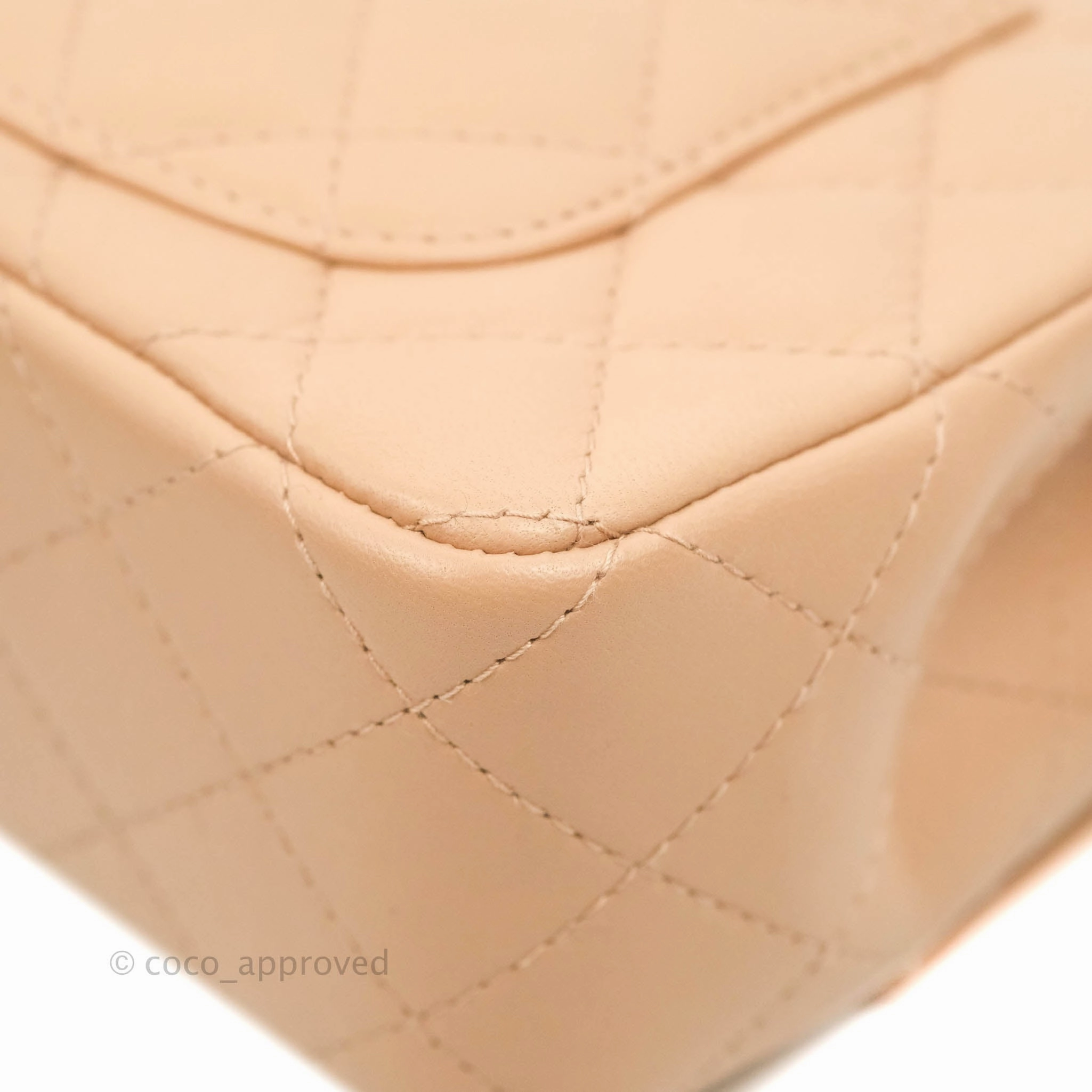 Chanel Mini Rectangular Flap Quilted Beige Lambskin Gold Hardware 21A