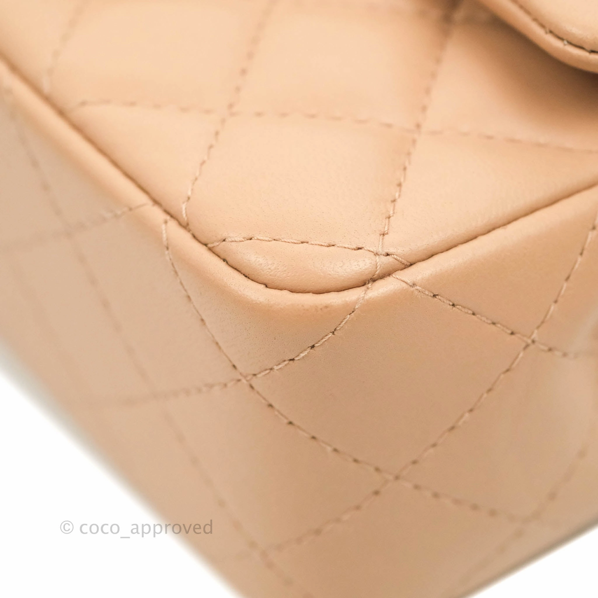 Chanel Mini Rectangular Flap Quilted Beige Lambskin Gold Hardware 21A