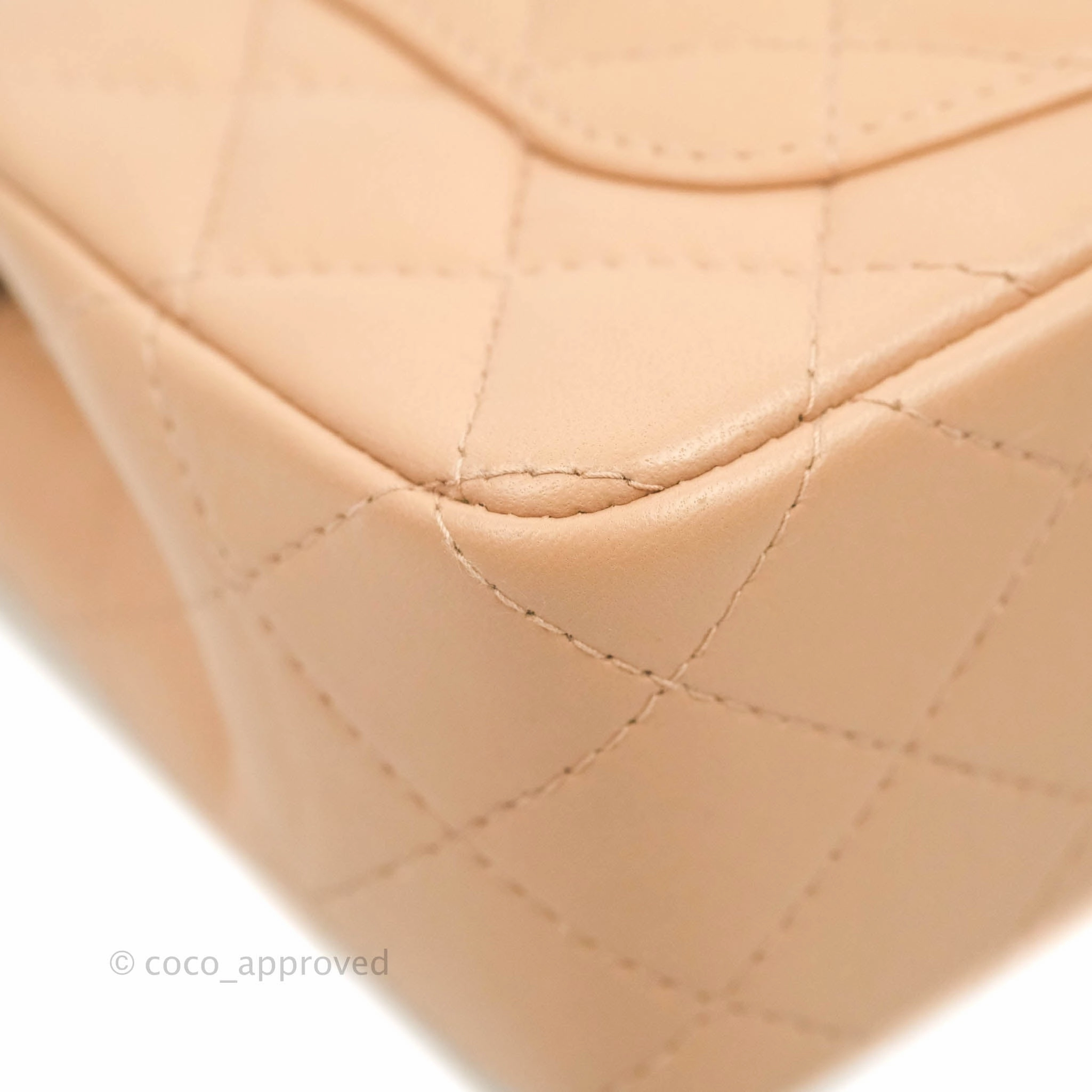 Chanel Mini Rectangular Flap Quilted Beige Lambskin Gold Hardware 21A