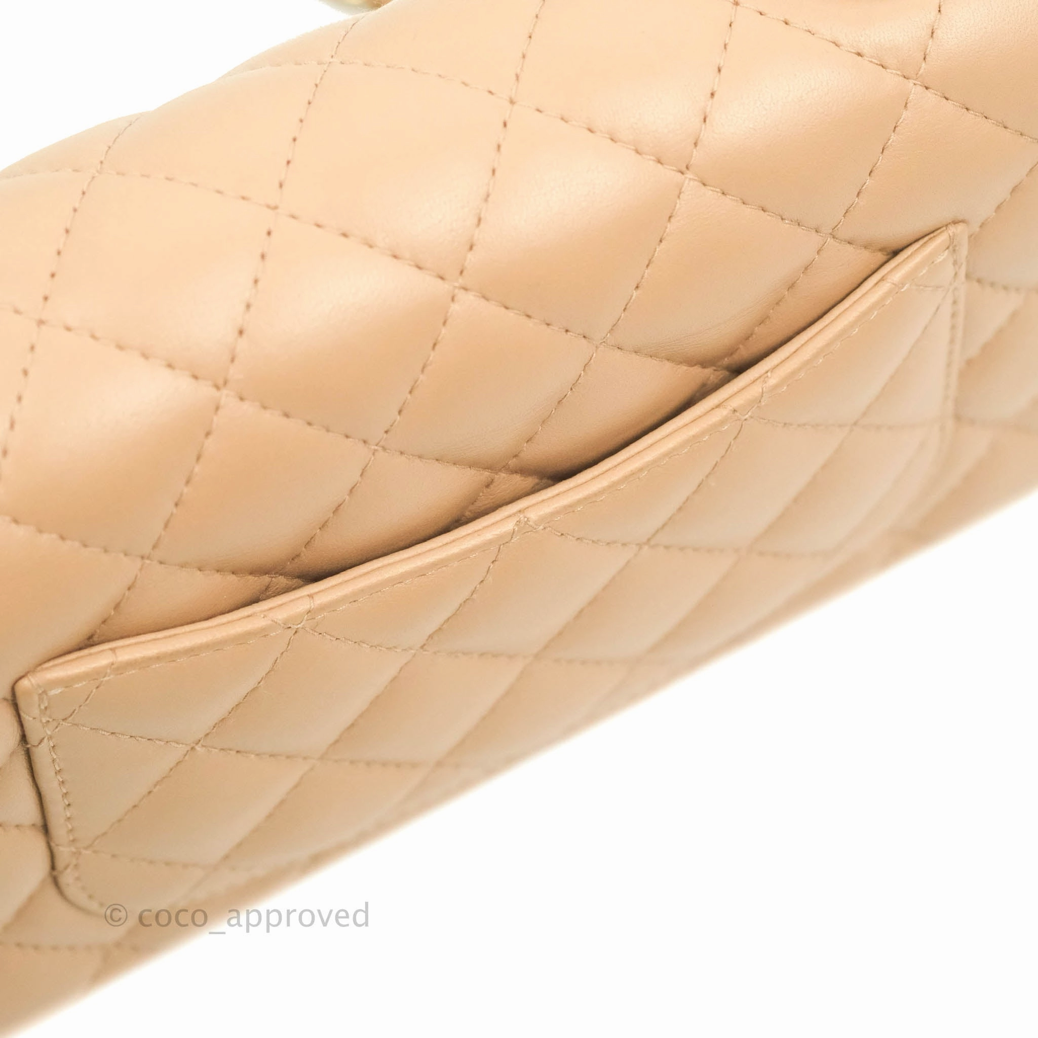 Chanel Mini Rectangular Flap Quilted Beige Lambskin Gold Hardware 21A