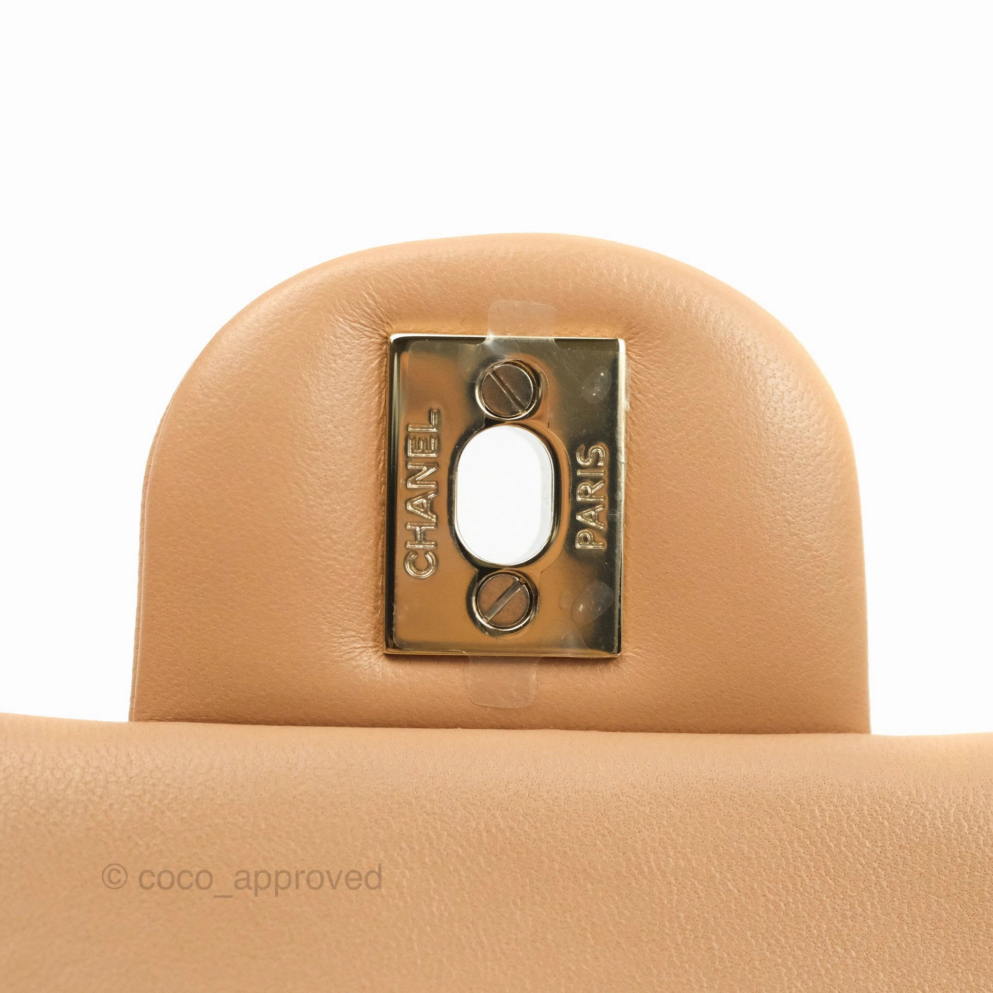 Chanel Mini Rectangular Flap Quilted Beige Pink Lambskin Gold Hardware