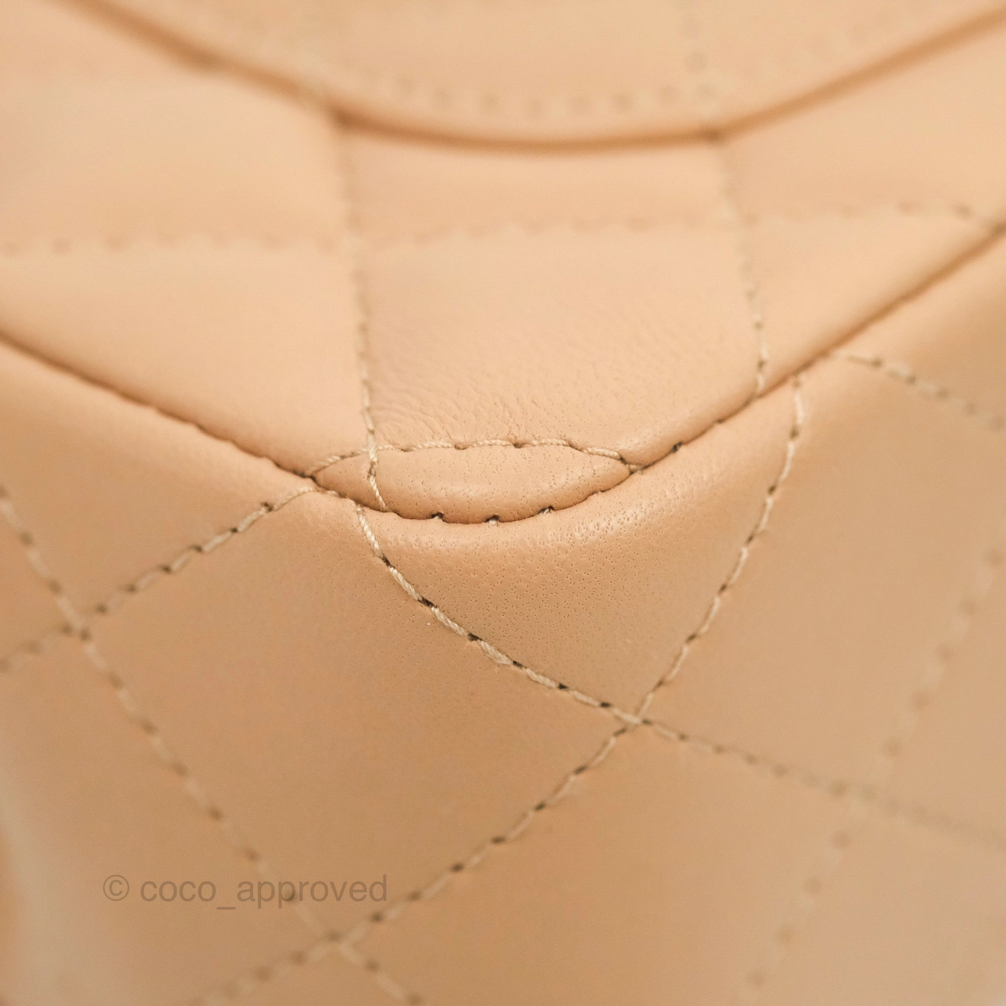 Chanel Mini Rectangular Flap Quilted Beige Pink Lambskin Gold Hardware