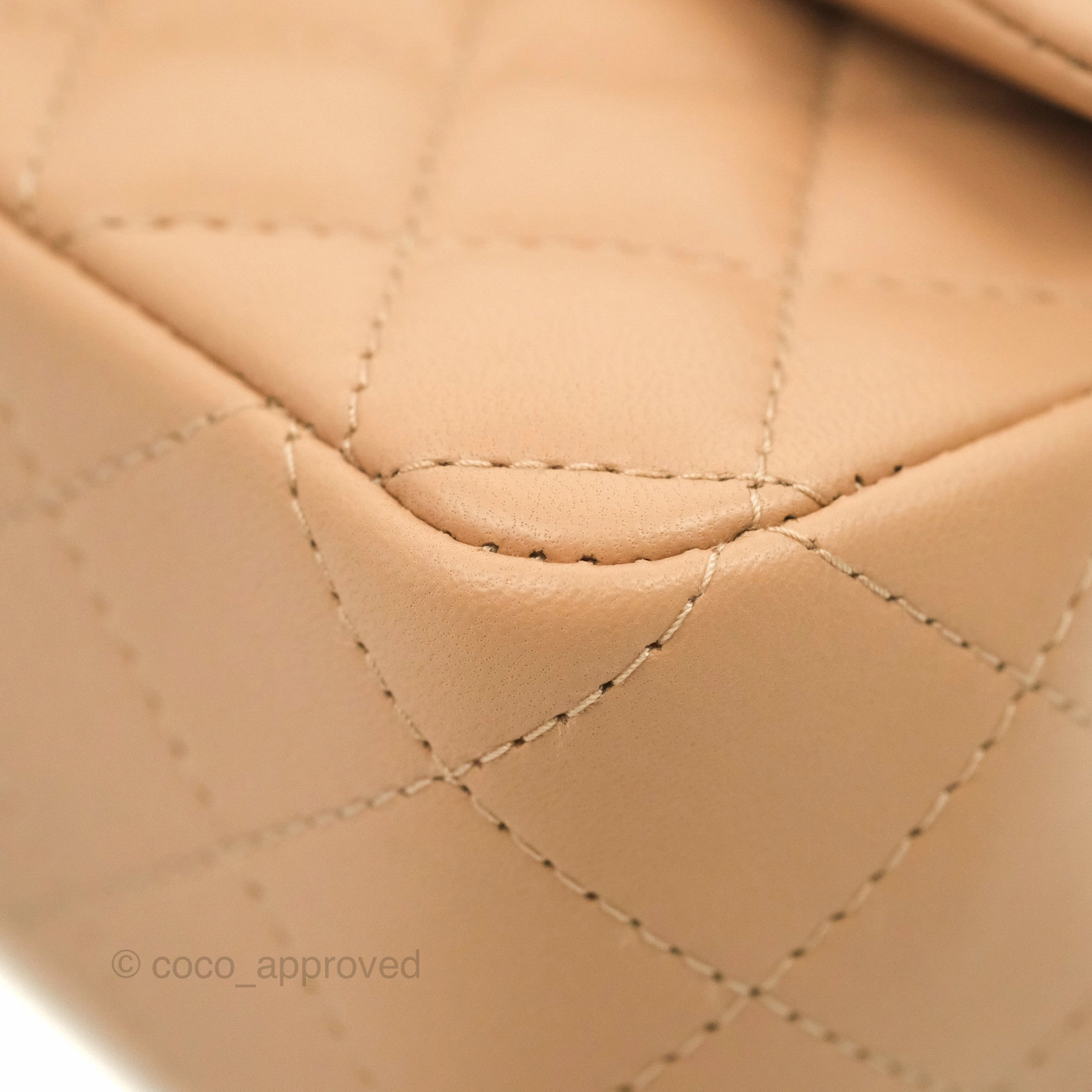 Chanel Mini Rectangular Flap Quilted Beige Pink Lambskin Gold Hardware