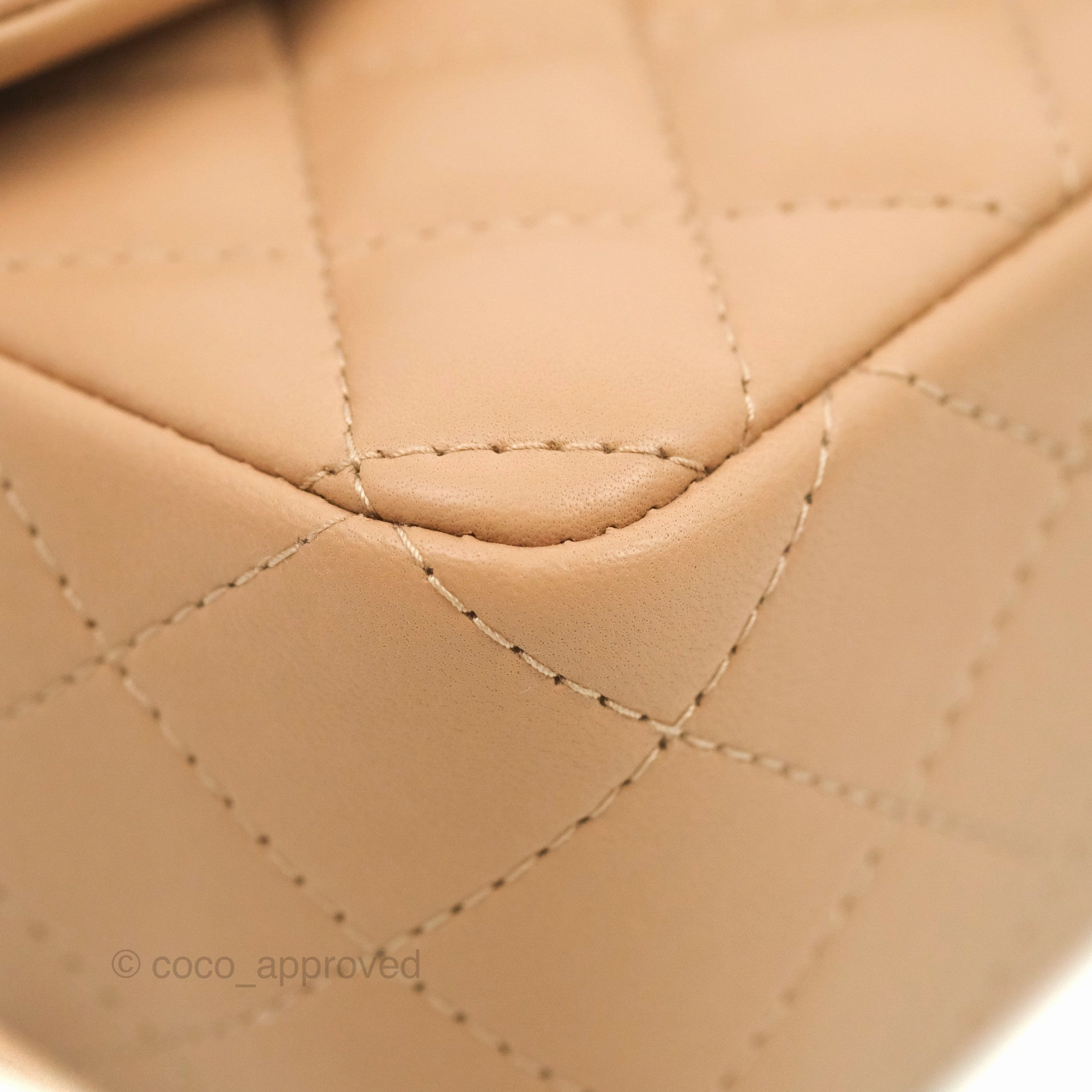 Chanel Mini Rectangular Flap Quilted Beige Pink Lambskin Gold Hardware