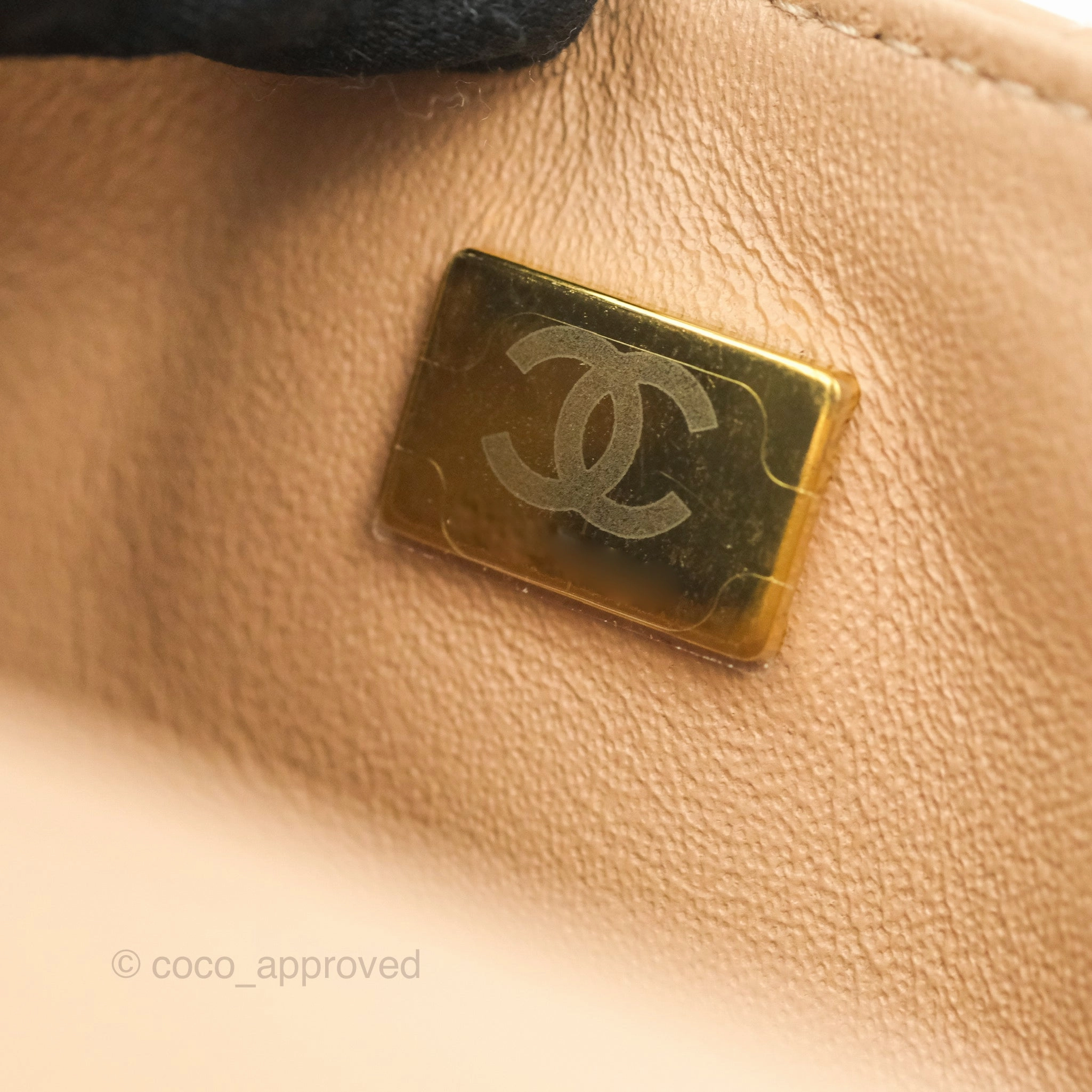 Chanel Mini Rectangular Flap Quilted Beige Pink Lambskin Gold Hardware
