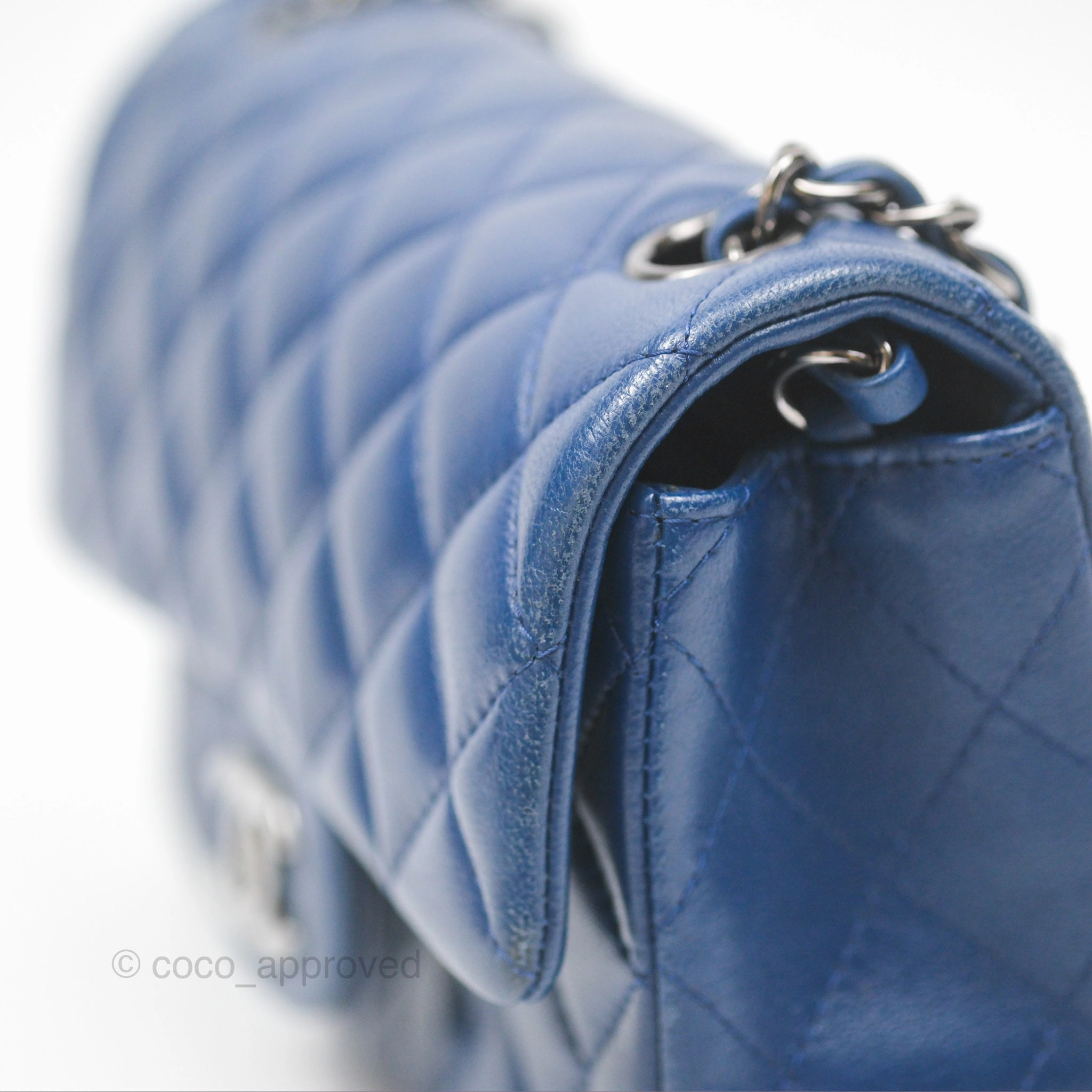 Chanel Mini Rectangular Flap Quilted Navy Lambskin Silver Hardware