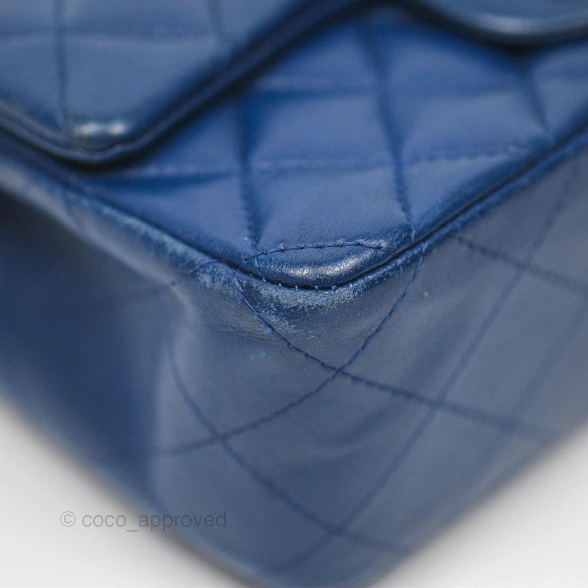 Chanel Mini Rectangular Flap Quilted Navy Lambskin Silver Hardware