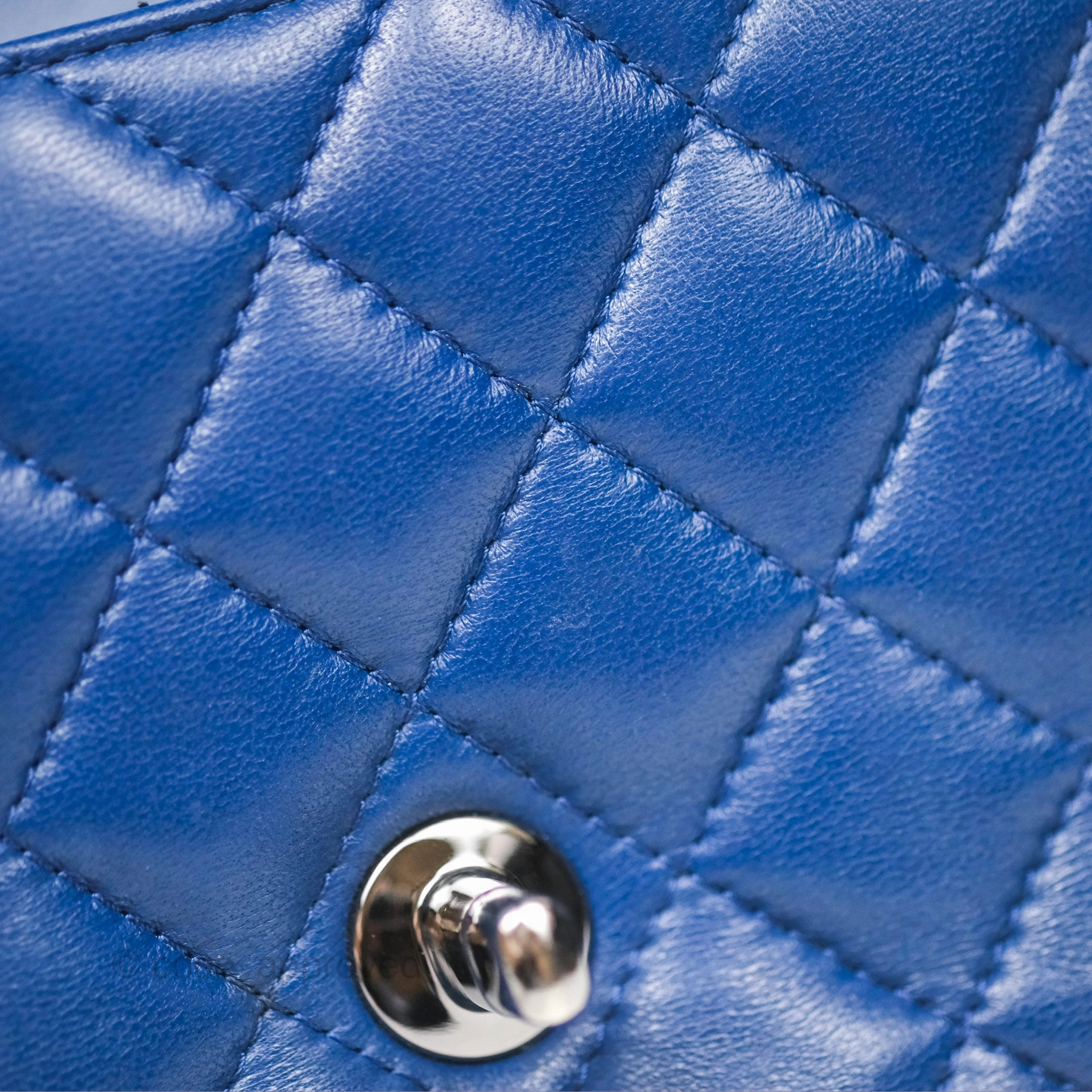 Chanel Mini Rectangular Flap Quilted Navy Lambskin Silver Hardware