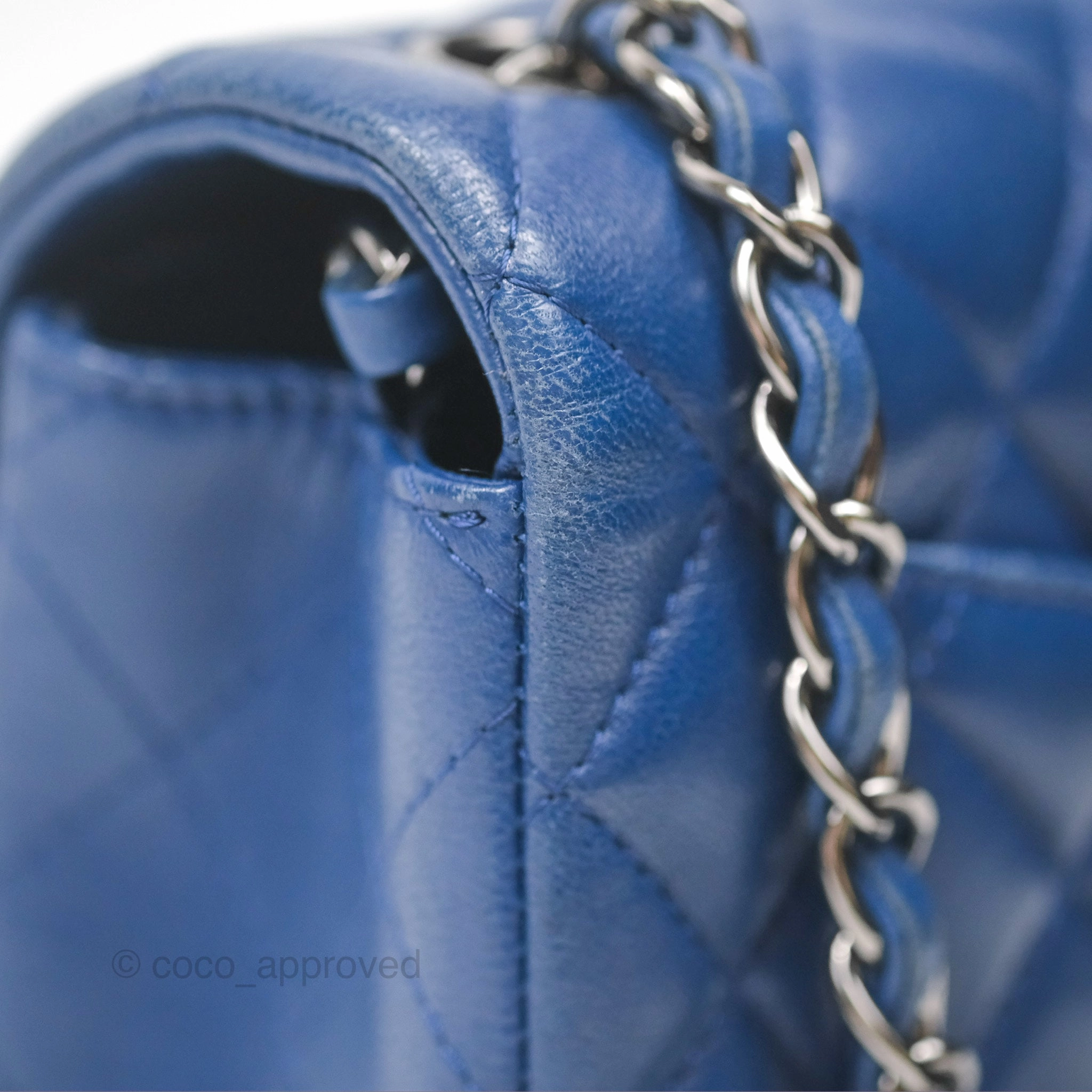 Chanel Mini Rectangular Flap Quilted Navy Lambskin Silver Hardware