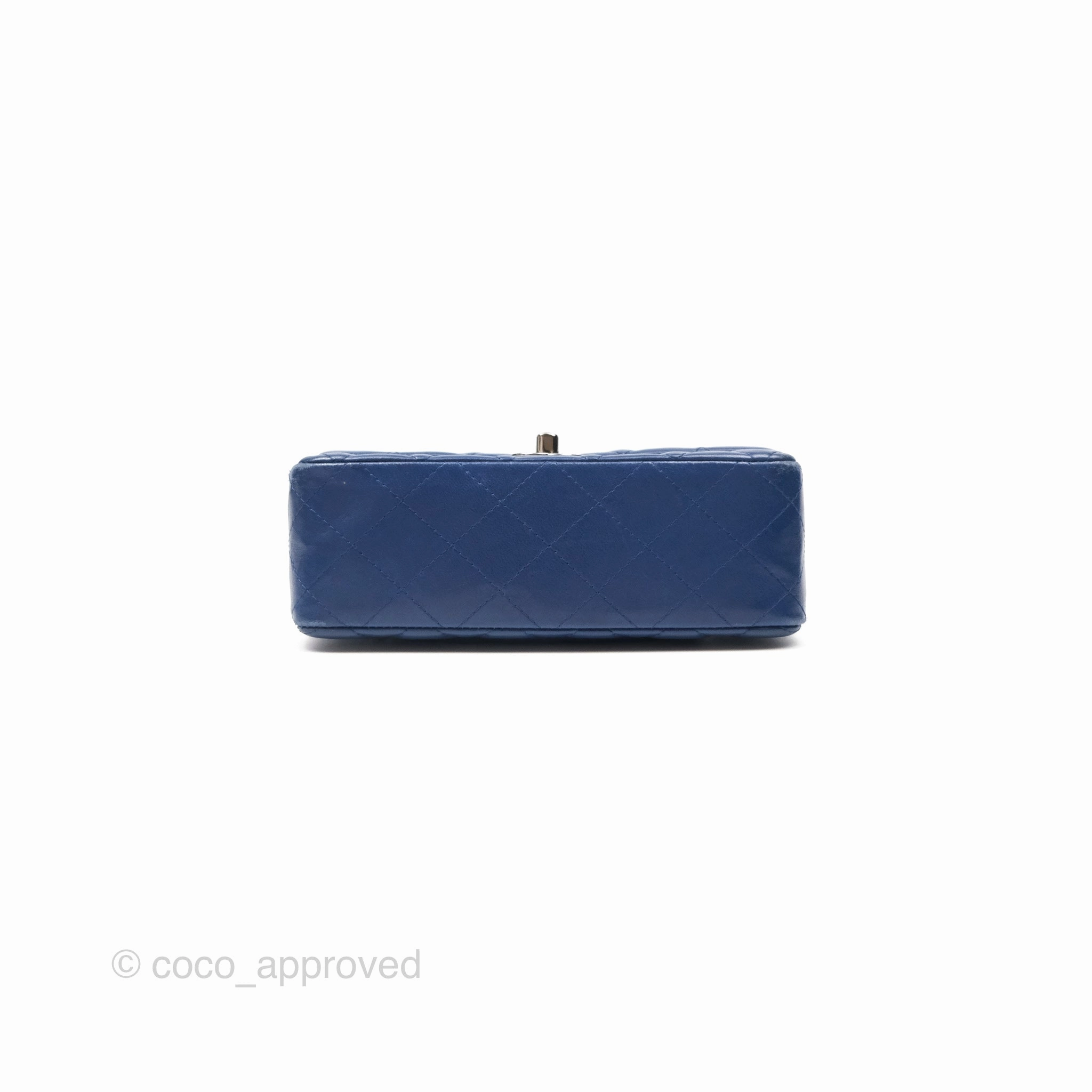 Chanel Mini Rectangular Flap Quilted Navy Lambskin Silver Hardware