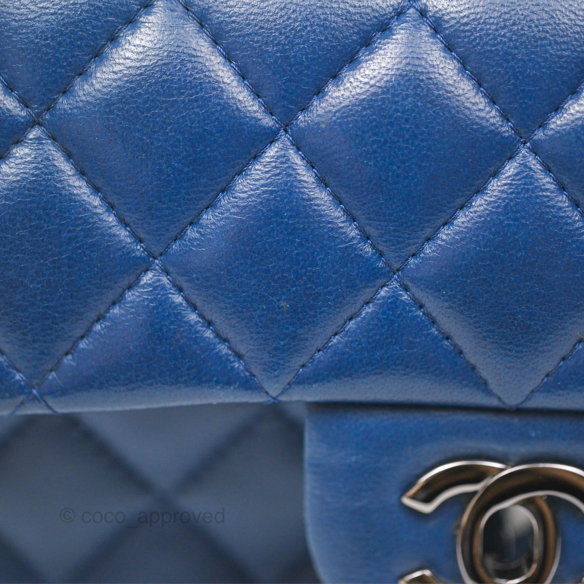 Chanel Mini Rectangular Flap Quilted Navy Lambskin Silver Hardware