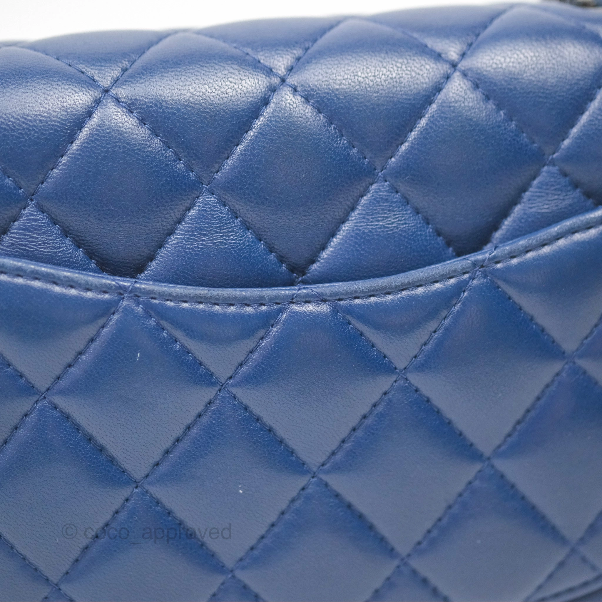 Chanel Mini Rectangular Flap Quilted Navy Lambskin Silver Hardware