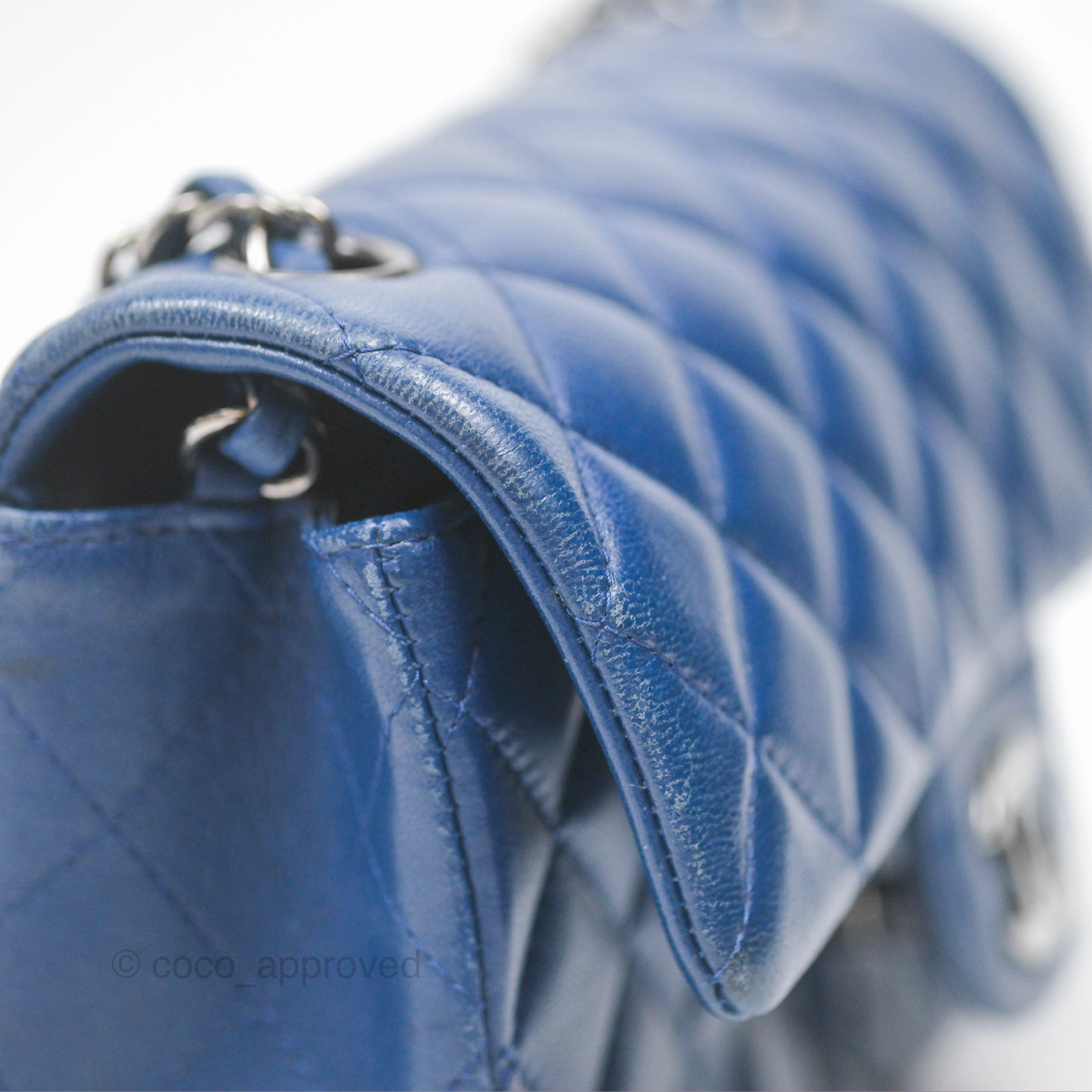 Chanel Mini Rectangular Flap Quilted Navy Lambskin Silver Hardware