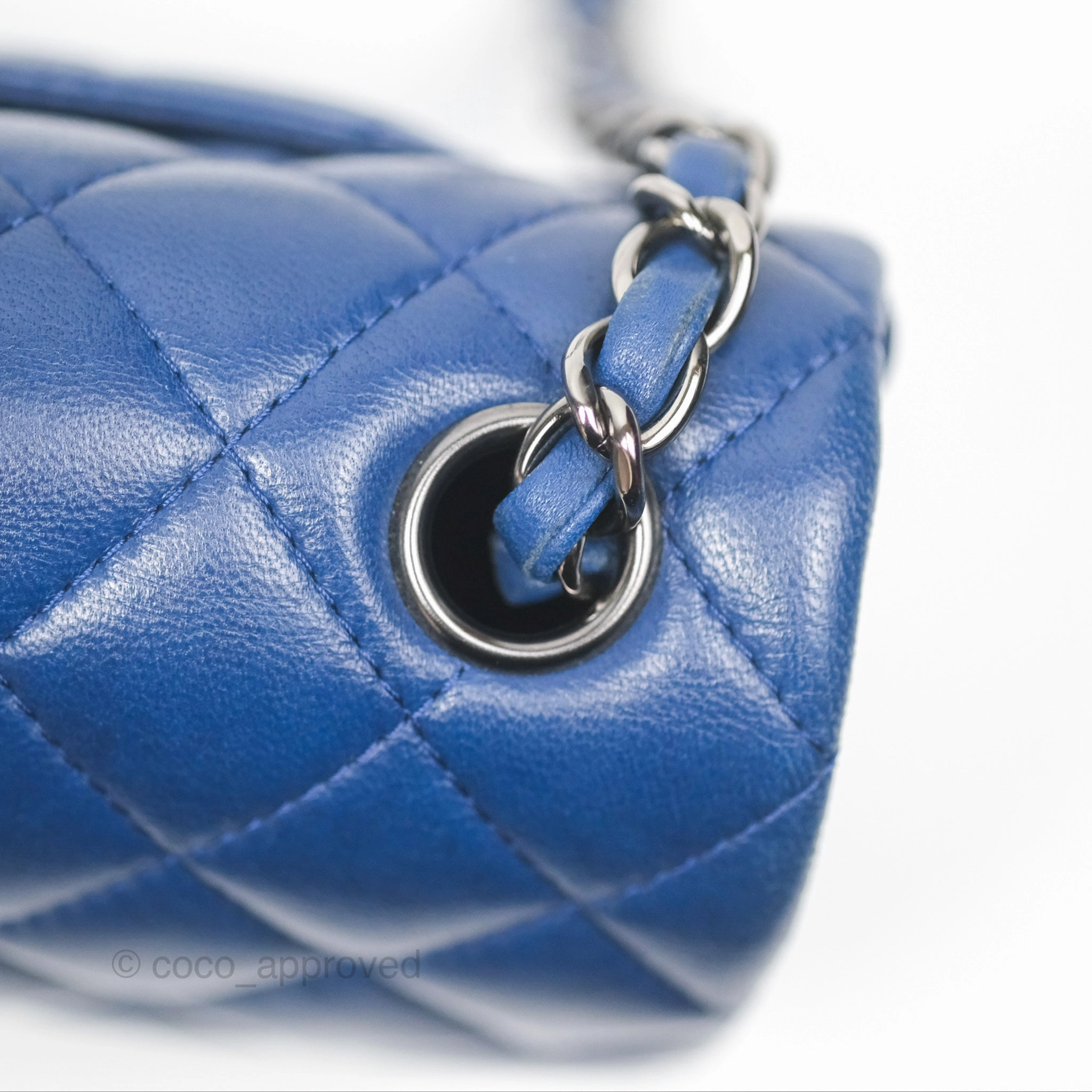Chanel Mini Rectangular Flap Quilted Navy Lambskin Silver Hardware