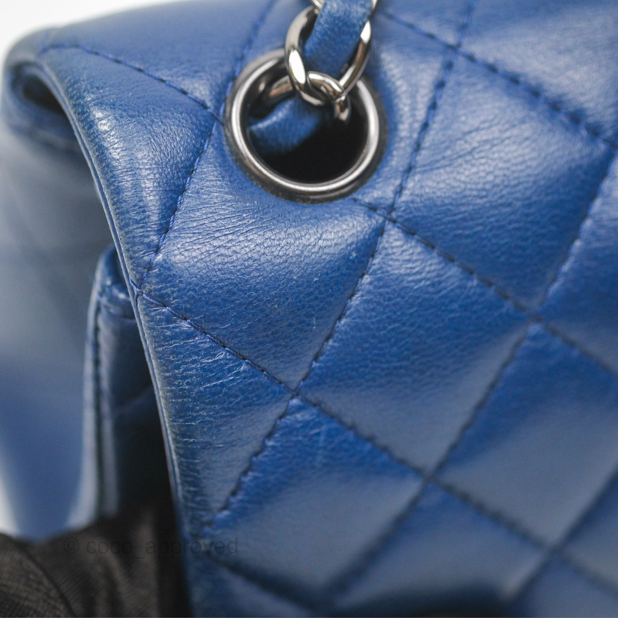 Chanel Mini Rectangular Flap Quilted Navy Lambskin Silver Hardware