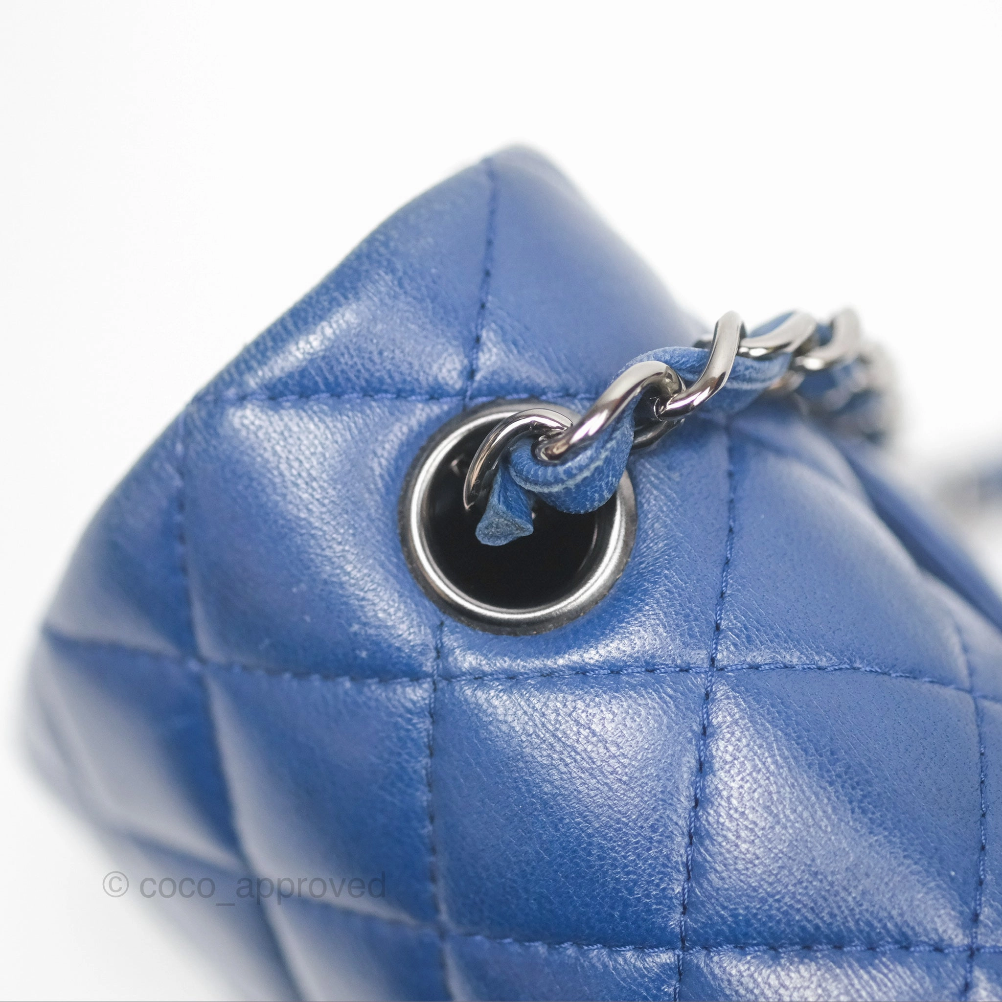 Chanel Mini Rectangular Flap Quilted Navy Lambskin Silver Hardware