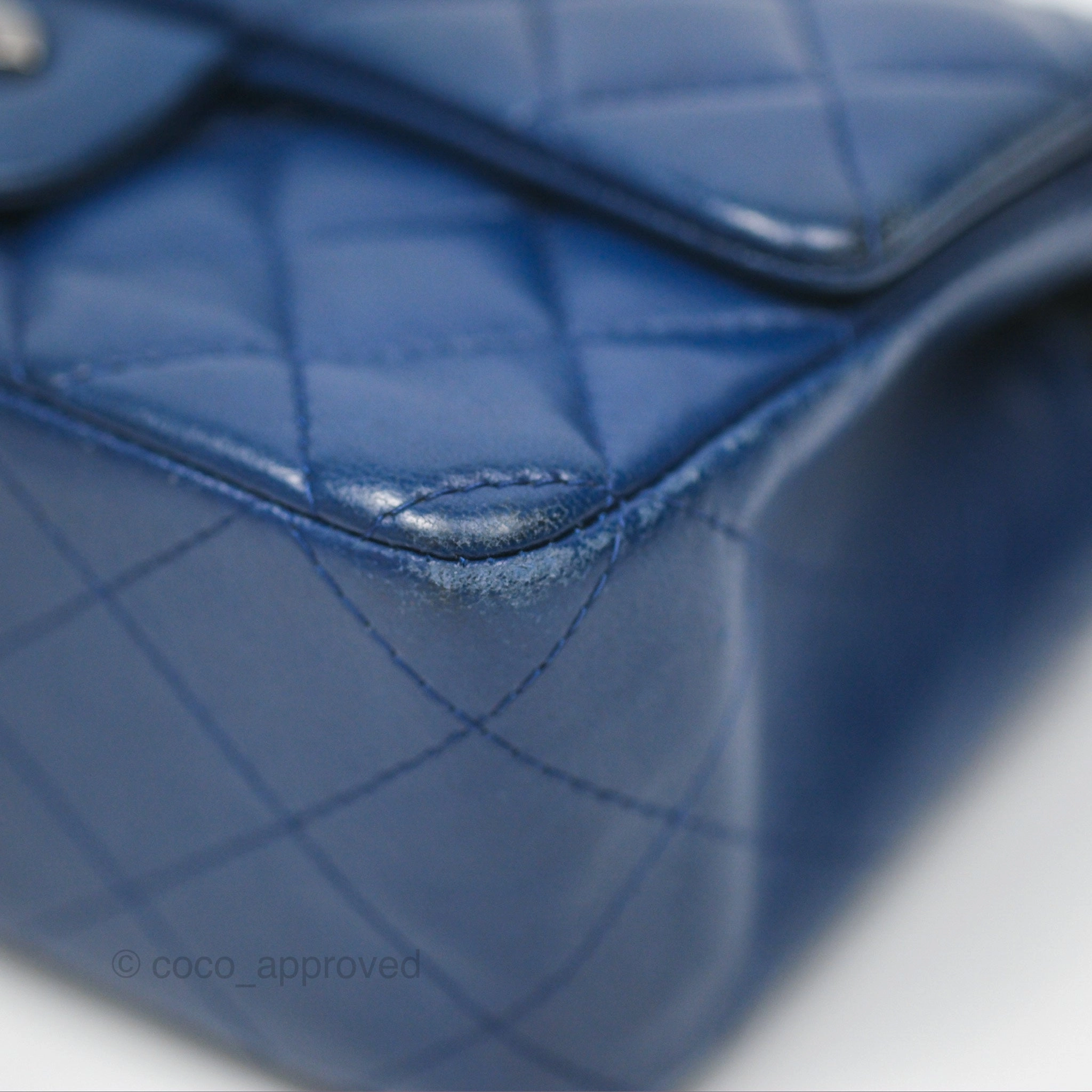 Chanel Mini Rectangular Flap Quilted Navy Lambskin Silver Hardware