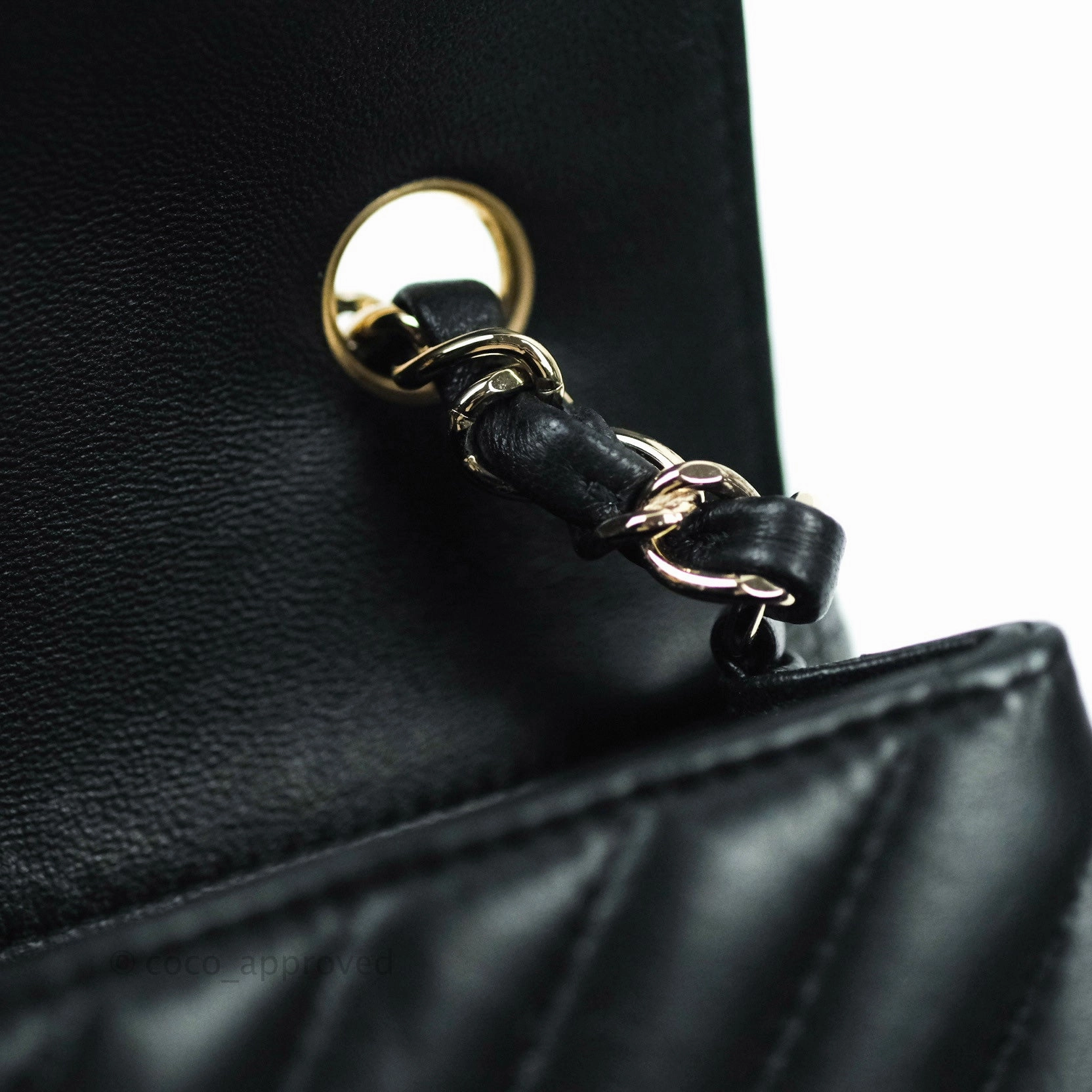 Chanel Mini Rectangular Lambskin Chevron Black Gold Hardware