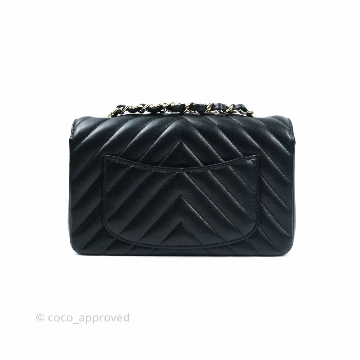 Chanel Mini Rectangular Lambskin Chevron Black Gold Hardware