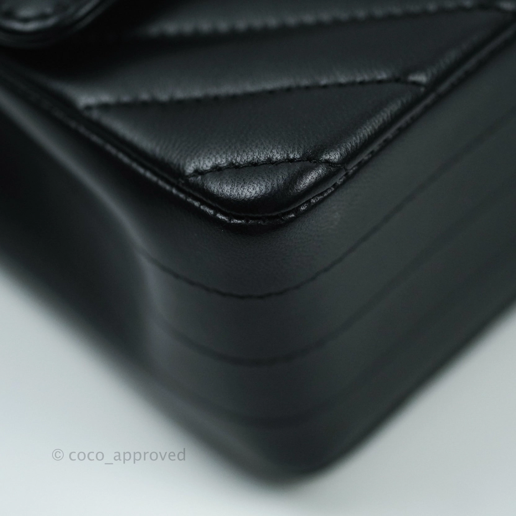 Chanel Mini Rectangular Lambskin Chevron Black Gold Hardware