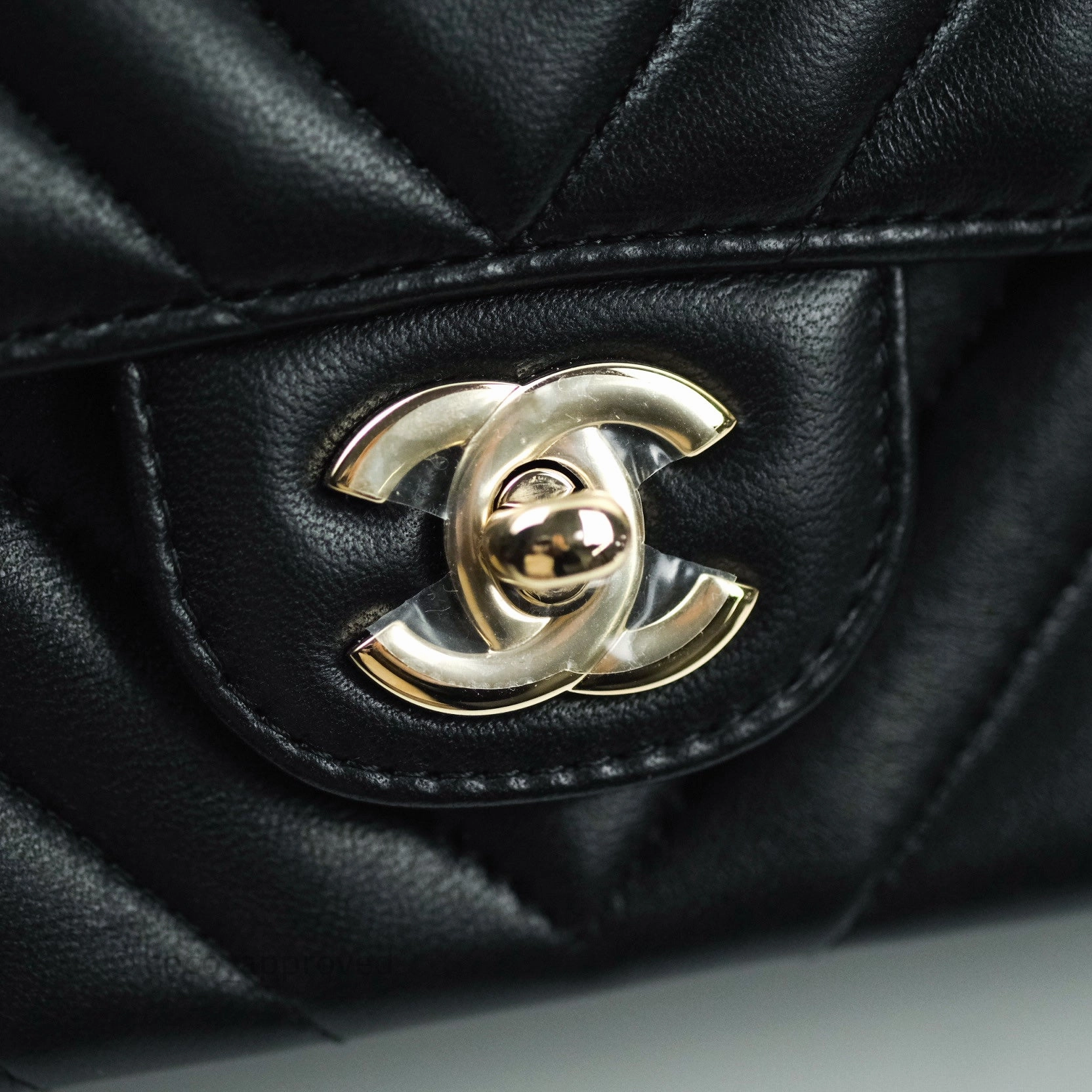 Chanel Mini Rectangular Lambskin Chevron Black Gold Hardware
