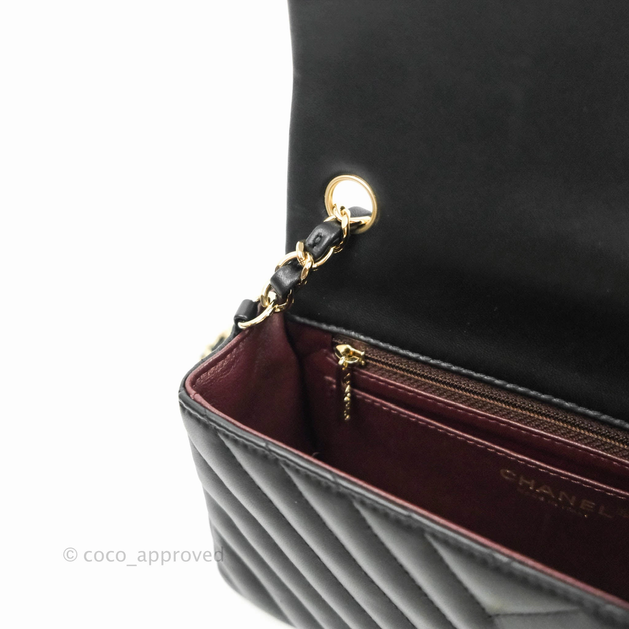Chanel Mini Rectangular Lambskin Chevron Black Gold Hardware