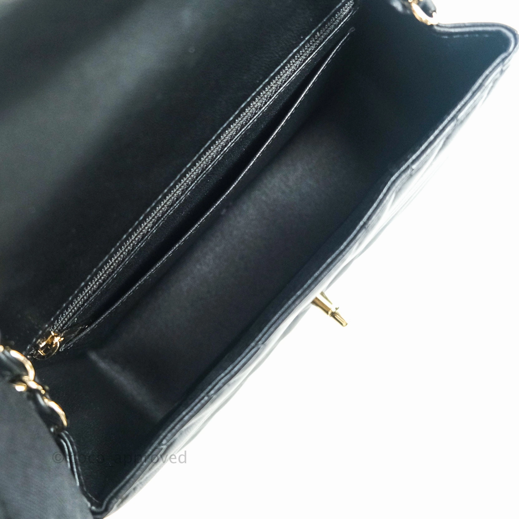 Chanel Mini Rectangular Lambskin Chevron Black Gold Hardware