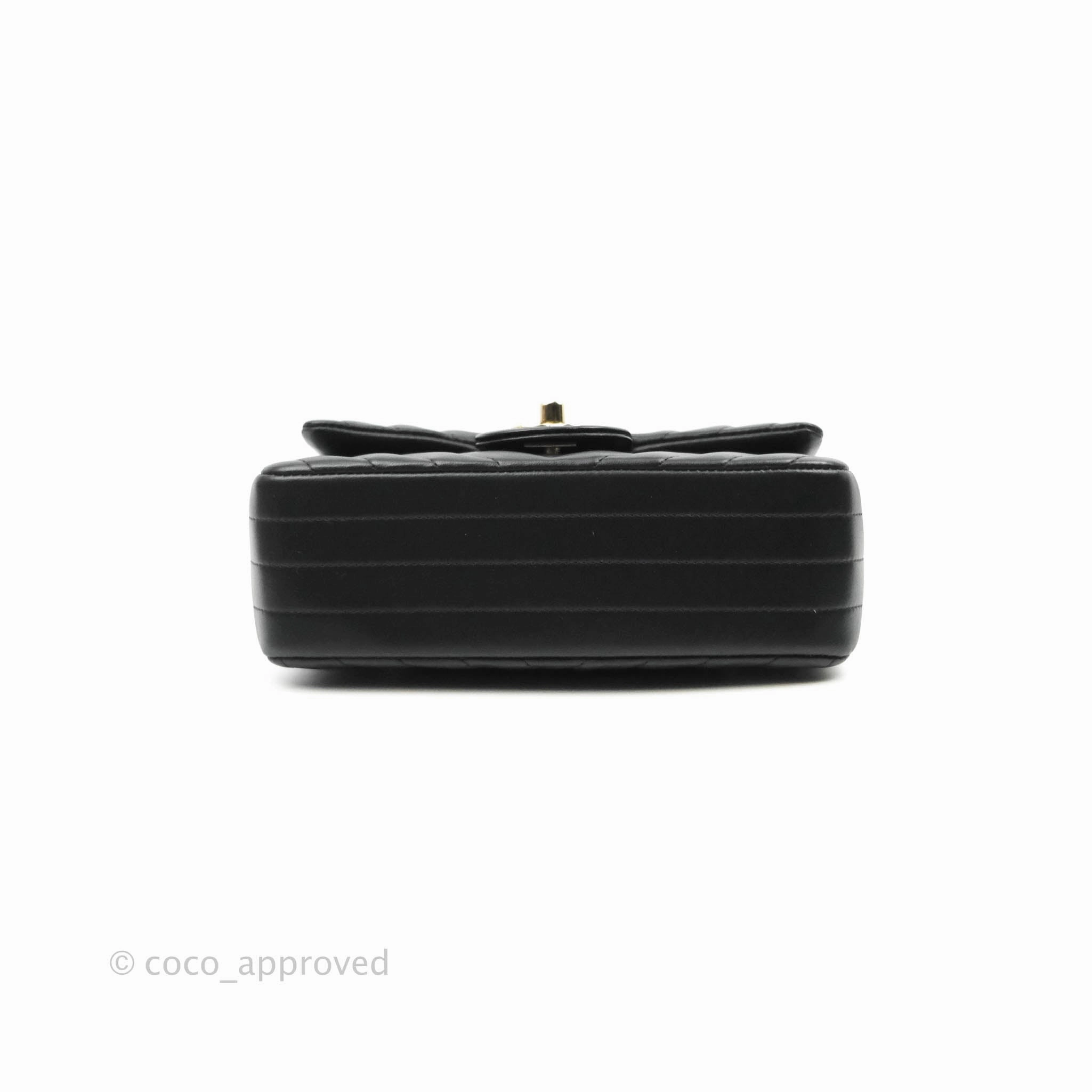 Chanel Mini Rectangular Lambskin Chevron Black Gold Hardware
