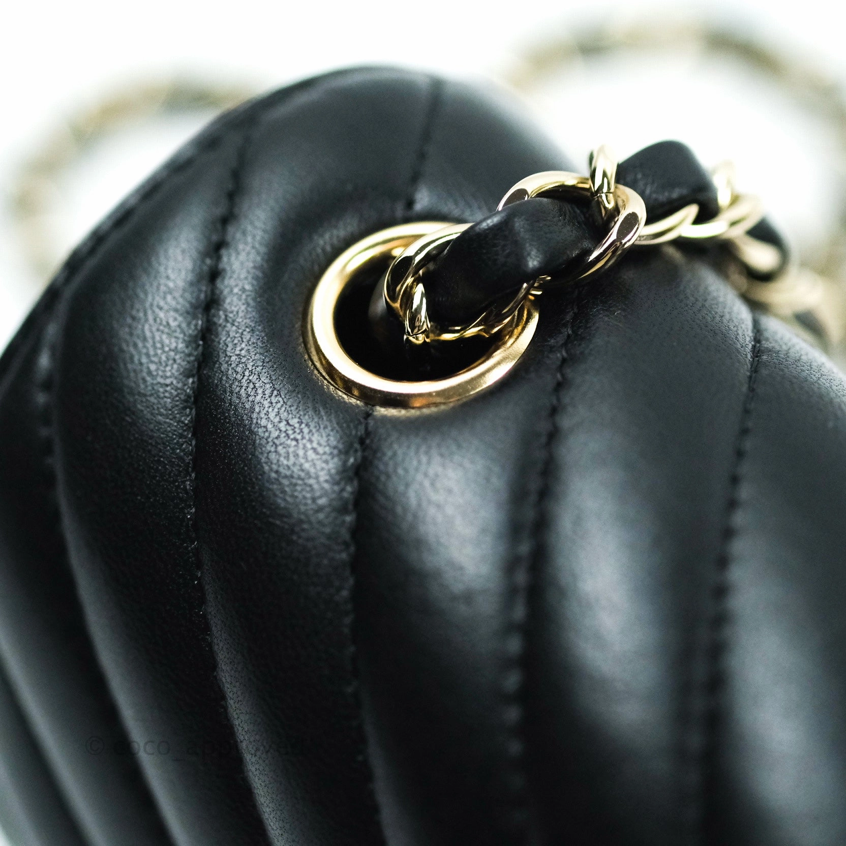 Chanel Mini Rectangular Lambskin Chevron Black Gold Hardware