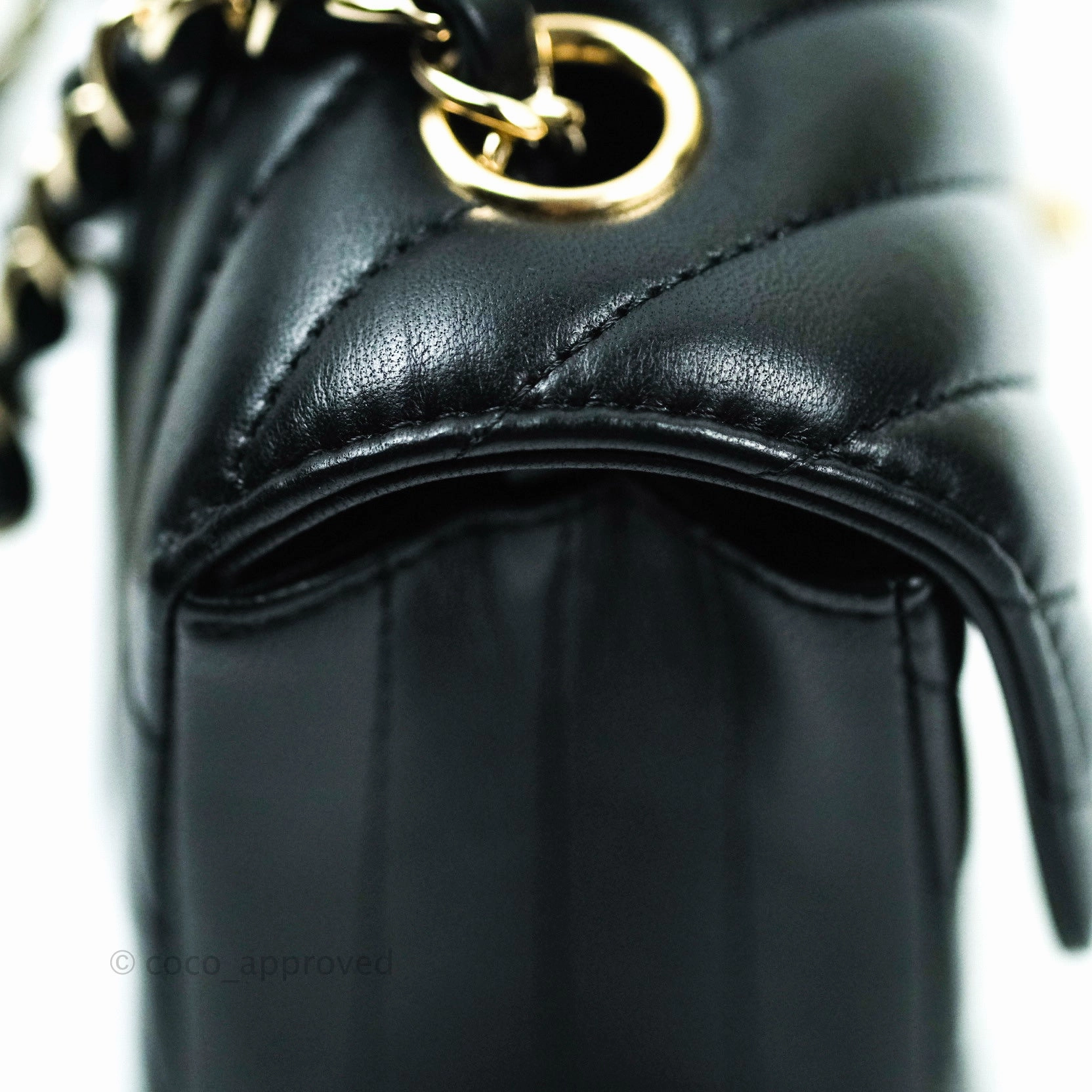 Chanel Mini Rectangular Lambskin Chevron Black Gold Hardware