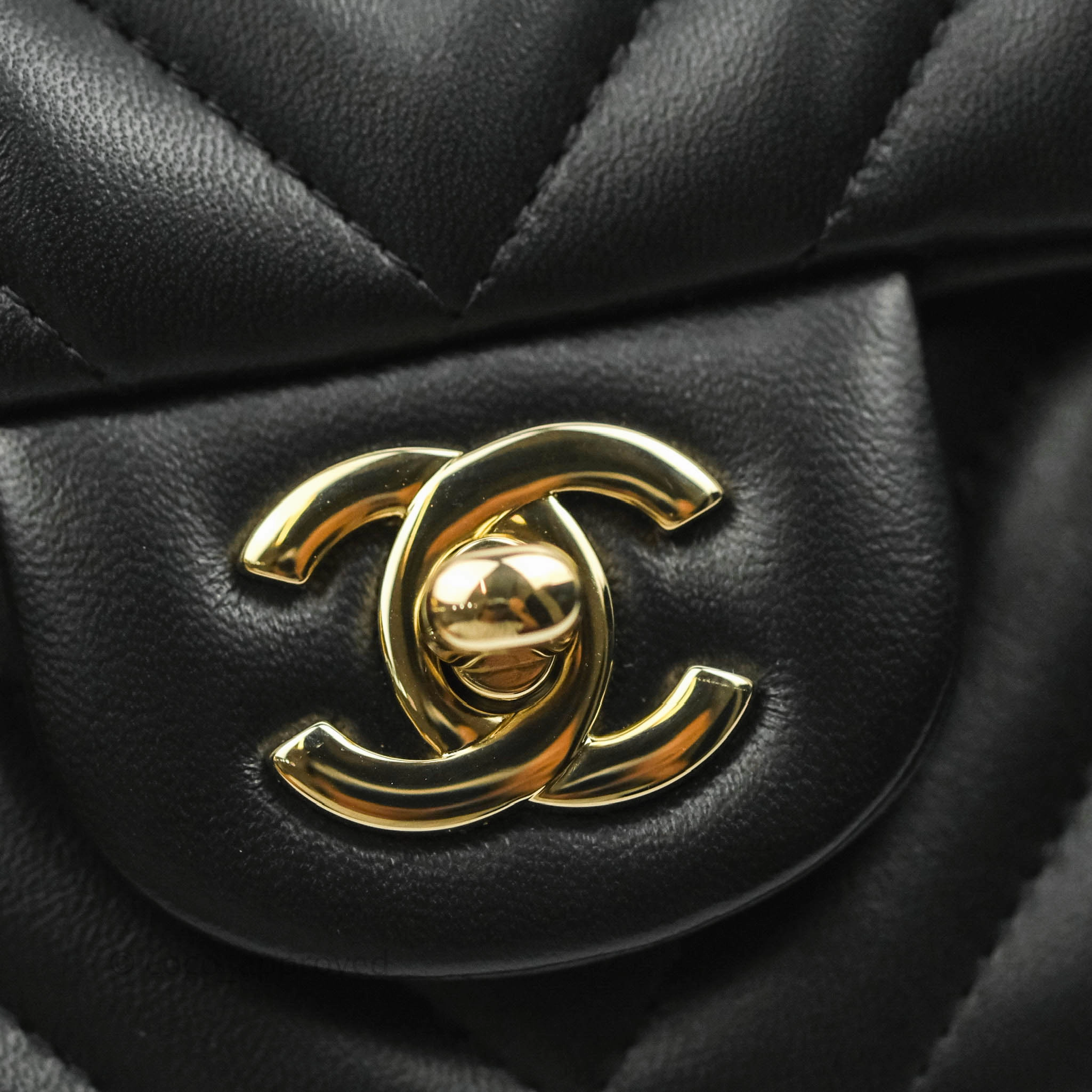 Chanel Mini Rectangular Lambskin Chevron Black Gold Hardware