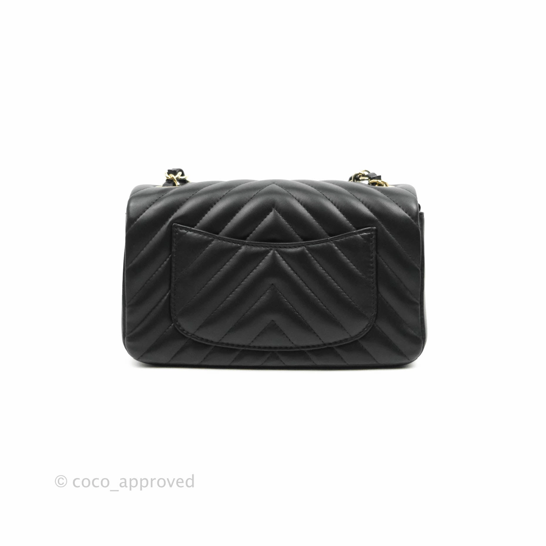Chanel Mini Rectangular Lambskin Chevron Black Gold Hardware