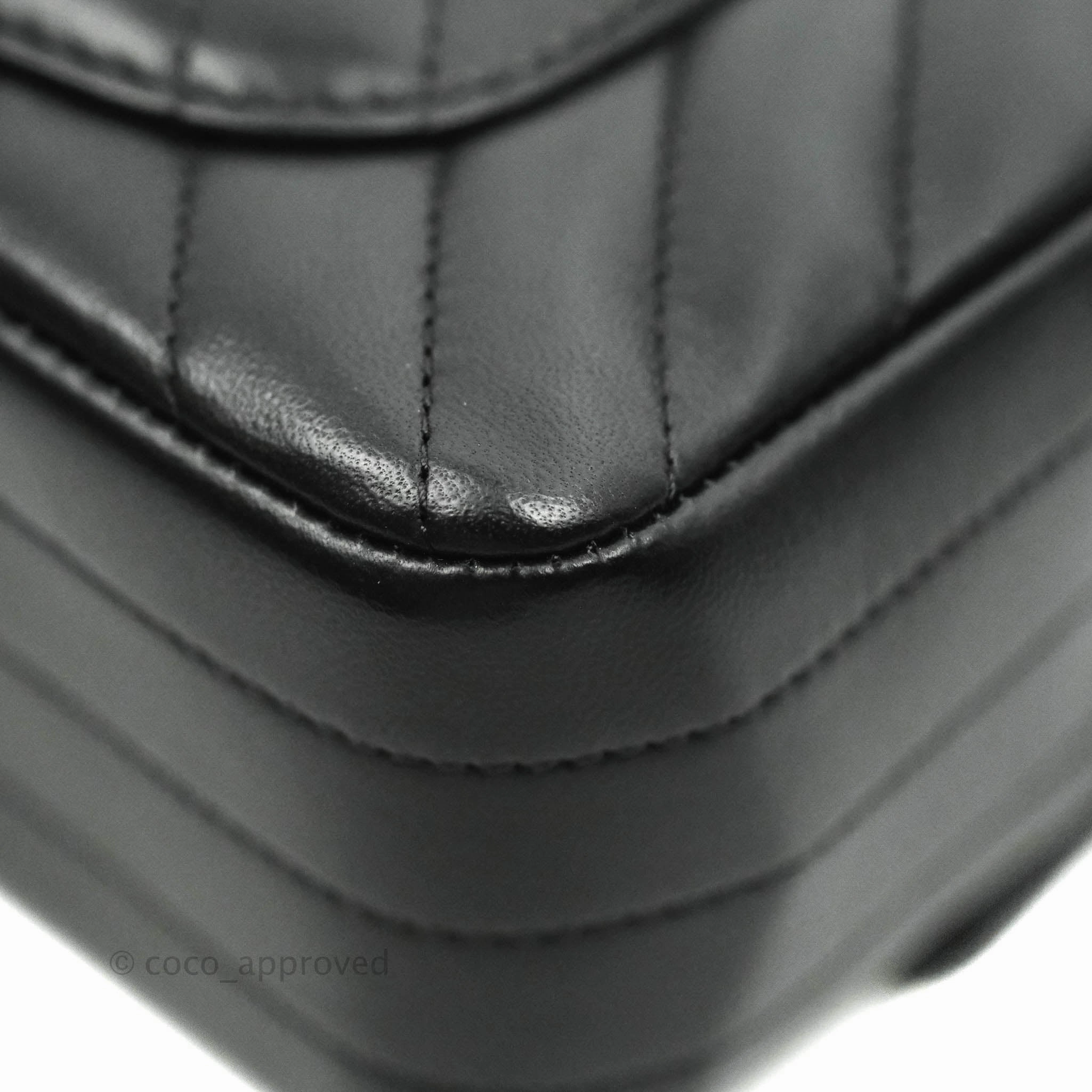 Chanel Mini Rectangular Lambskin Chevron Black Gold Hardware