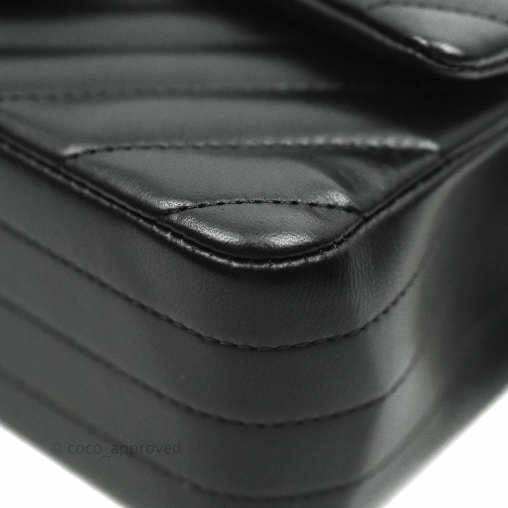 Chanel Mini Rectangular Lambskin Chevron Black Gold Hardware