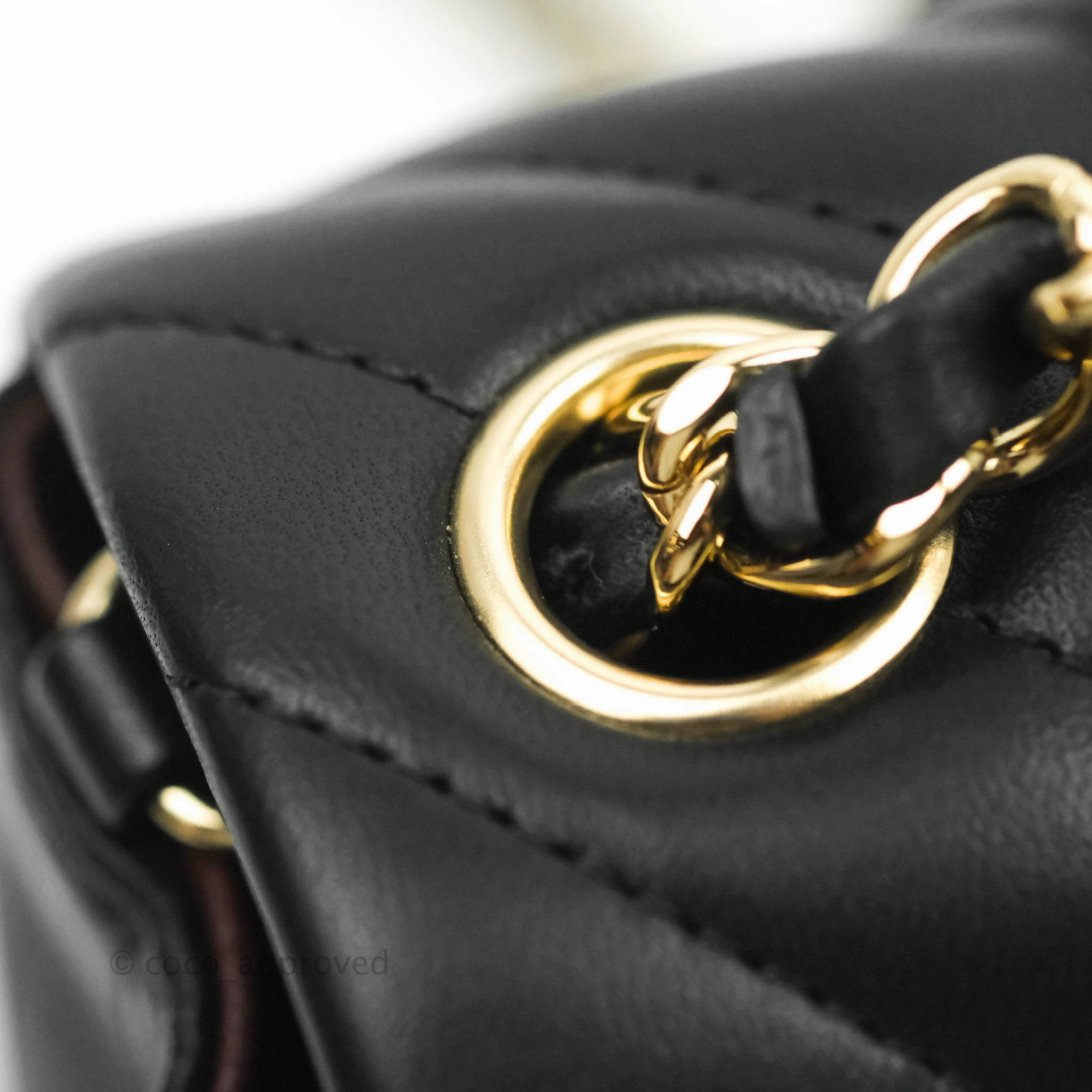 Chanel Mini Rectangular Lambskin Chevron Black Gold Hardware